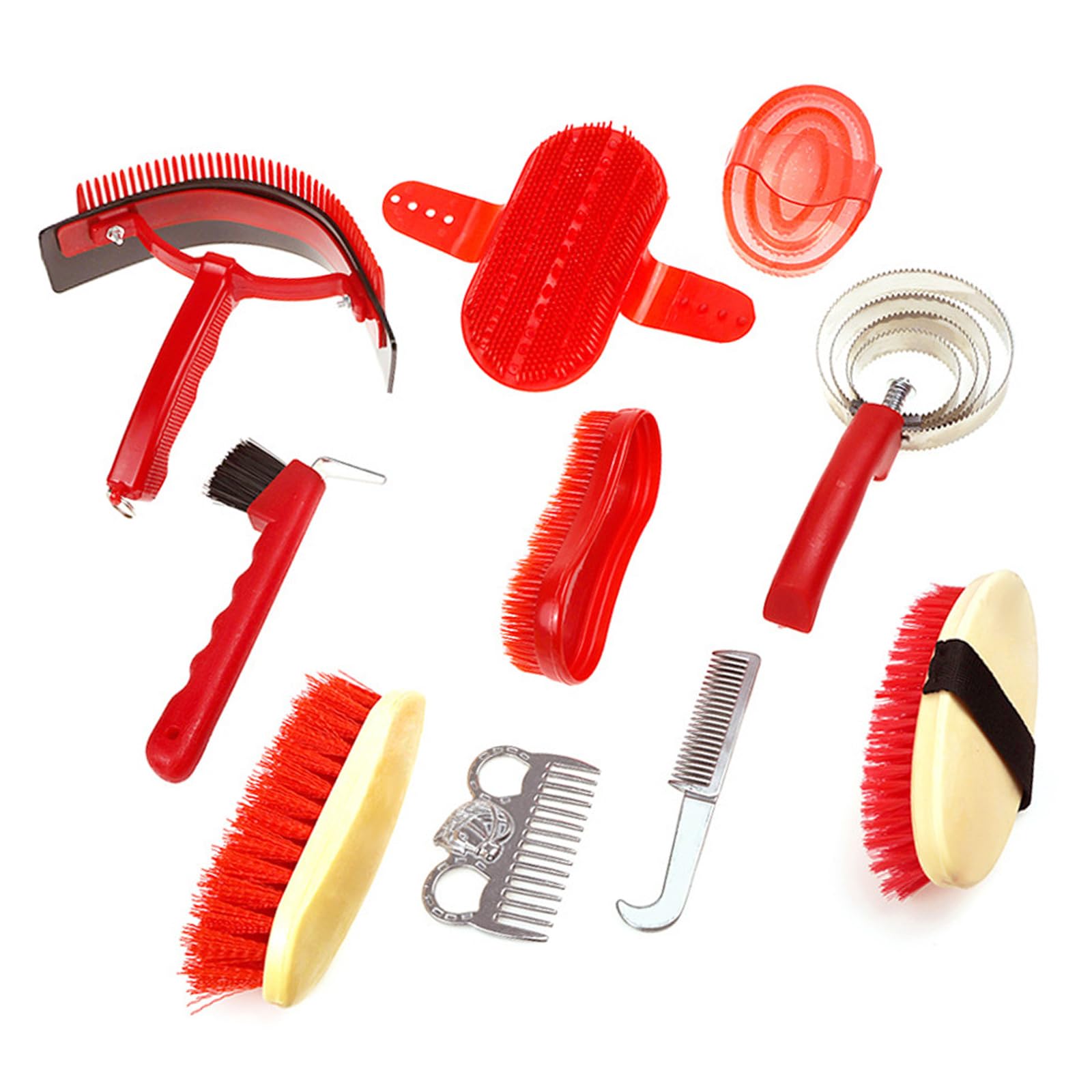 Juego de herramientas de limpieza de caballos con mango ergonómico, cepillos de durabilidad, peines para mantenimiento diario, cepillo resistente