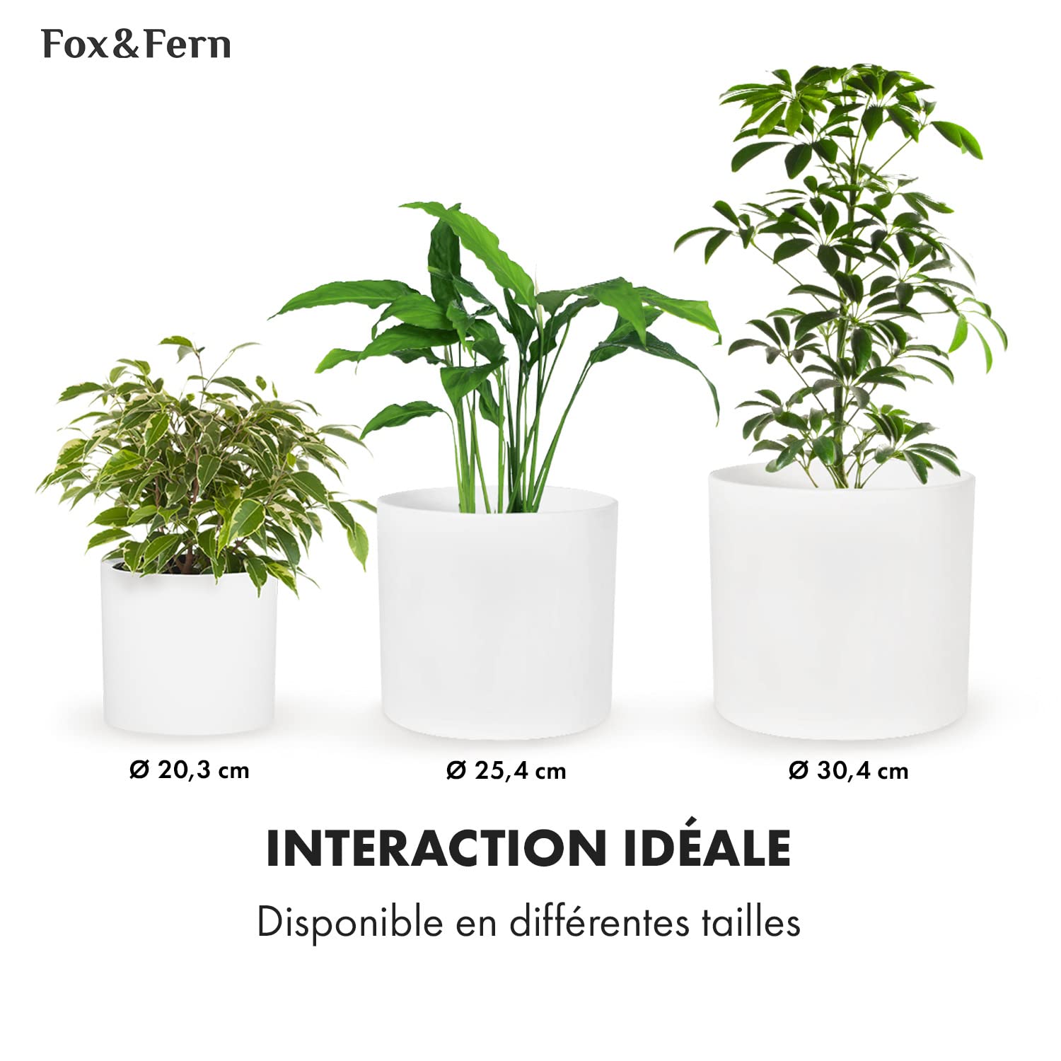 Fox & Fern Pot de Fleur Interieur, Pot pour Plantes en Polystone, Cache Plante Interieur et Extérieur Résistant UV et Gel, Fleur Exterieur Grande Taille, Jardinieres Exterieur Bouchon Drainage