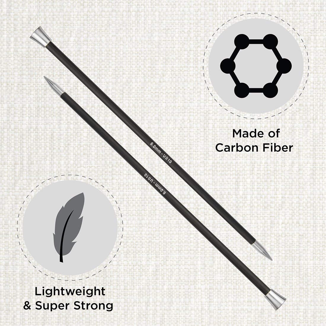 KnitPro Karbonz Single Pointed Needle 14