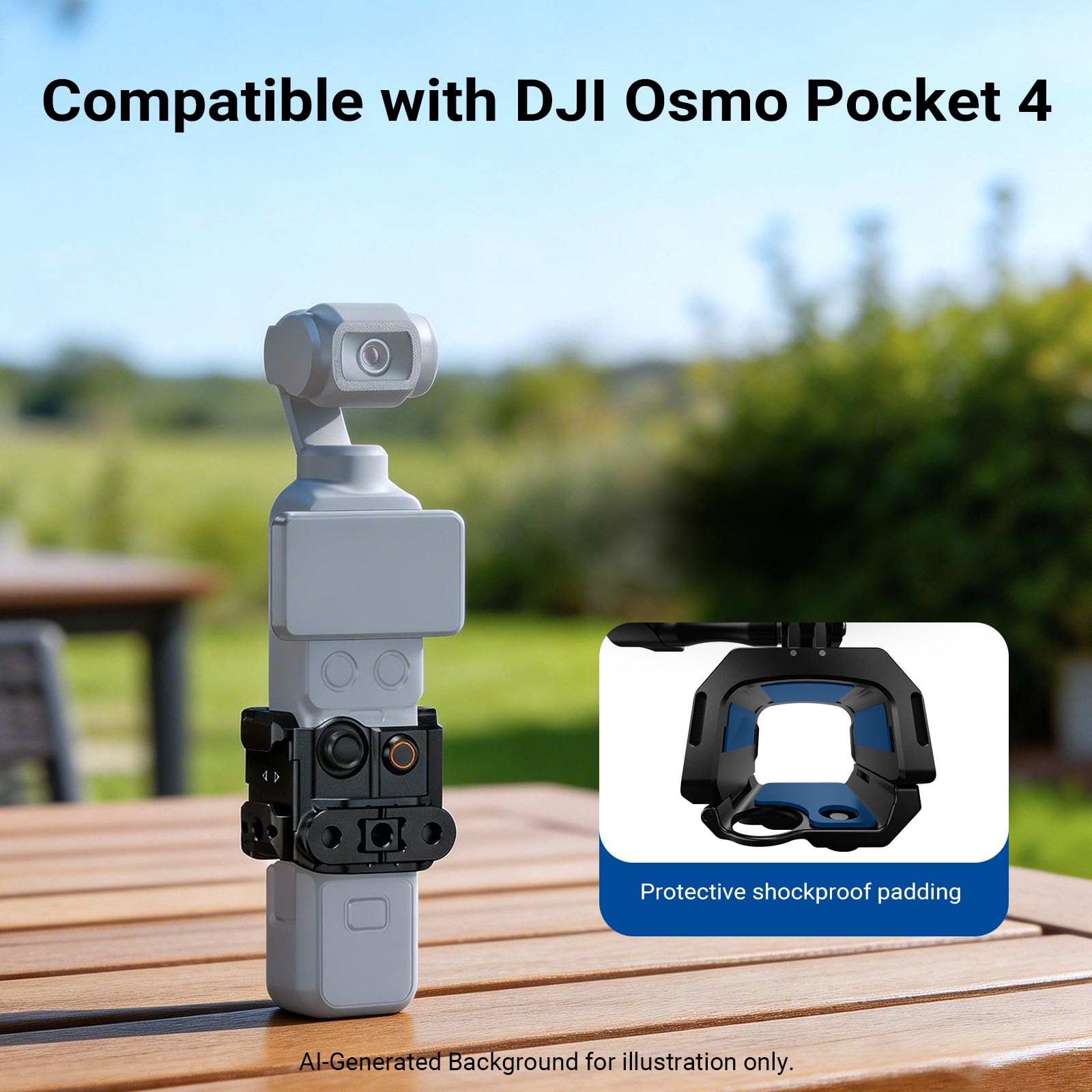 NEEWER Kieszeń 4 klatki, ochronna kamera gimbalowa z kamerą sportową, akcesoria fotograficzne, adapter montażowy i gwinty 1/4 cala, nie wymaga montażu, kompatybilna tylko z DJI Osmo Pocket 4, AC069