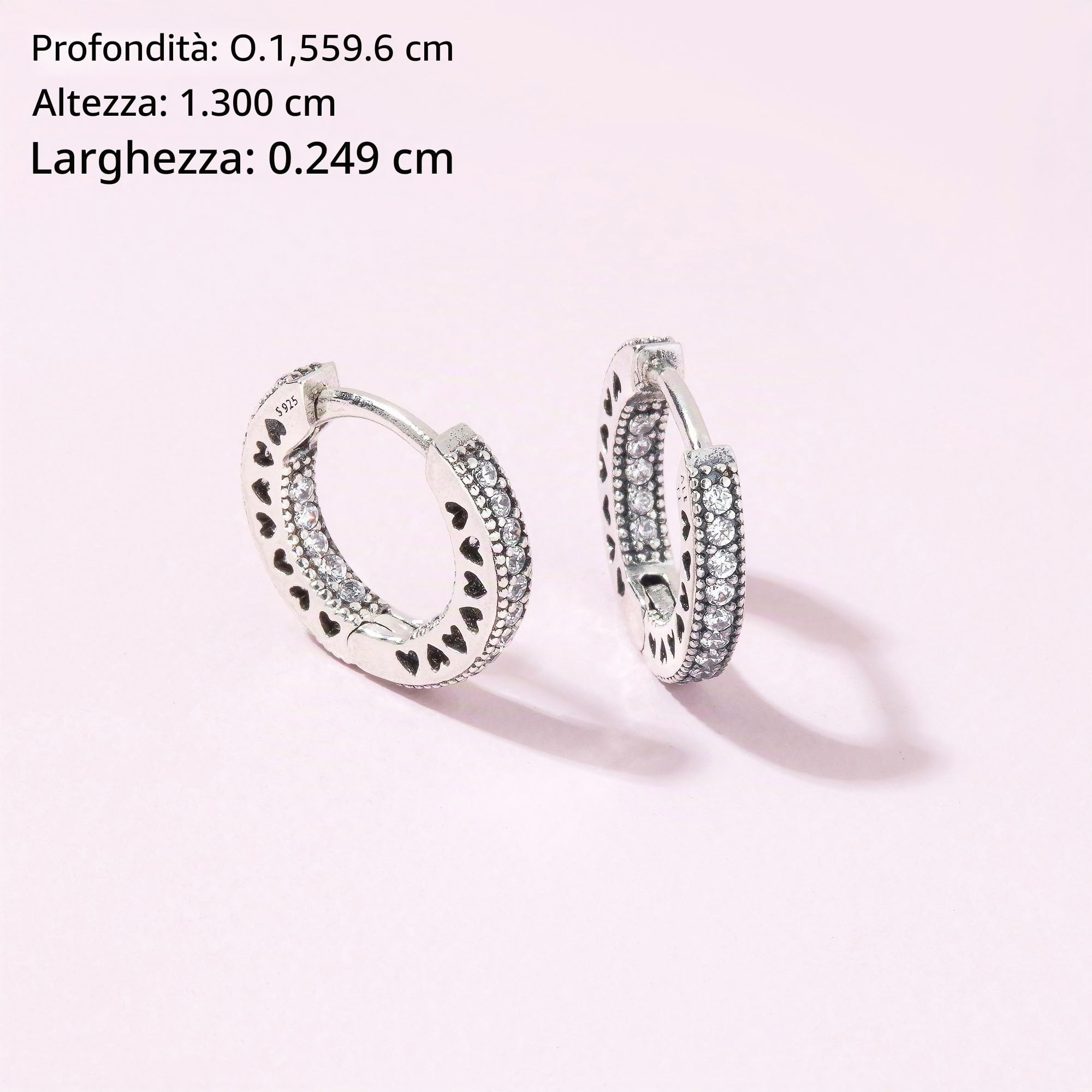 PANDORA Signature - Orecchini cerchi cuori scintillanti, con pavè