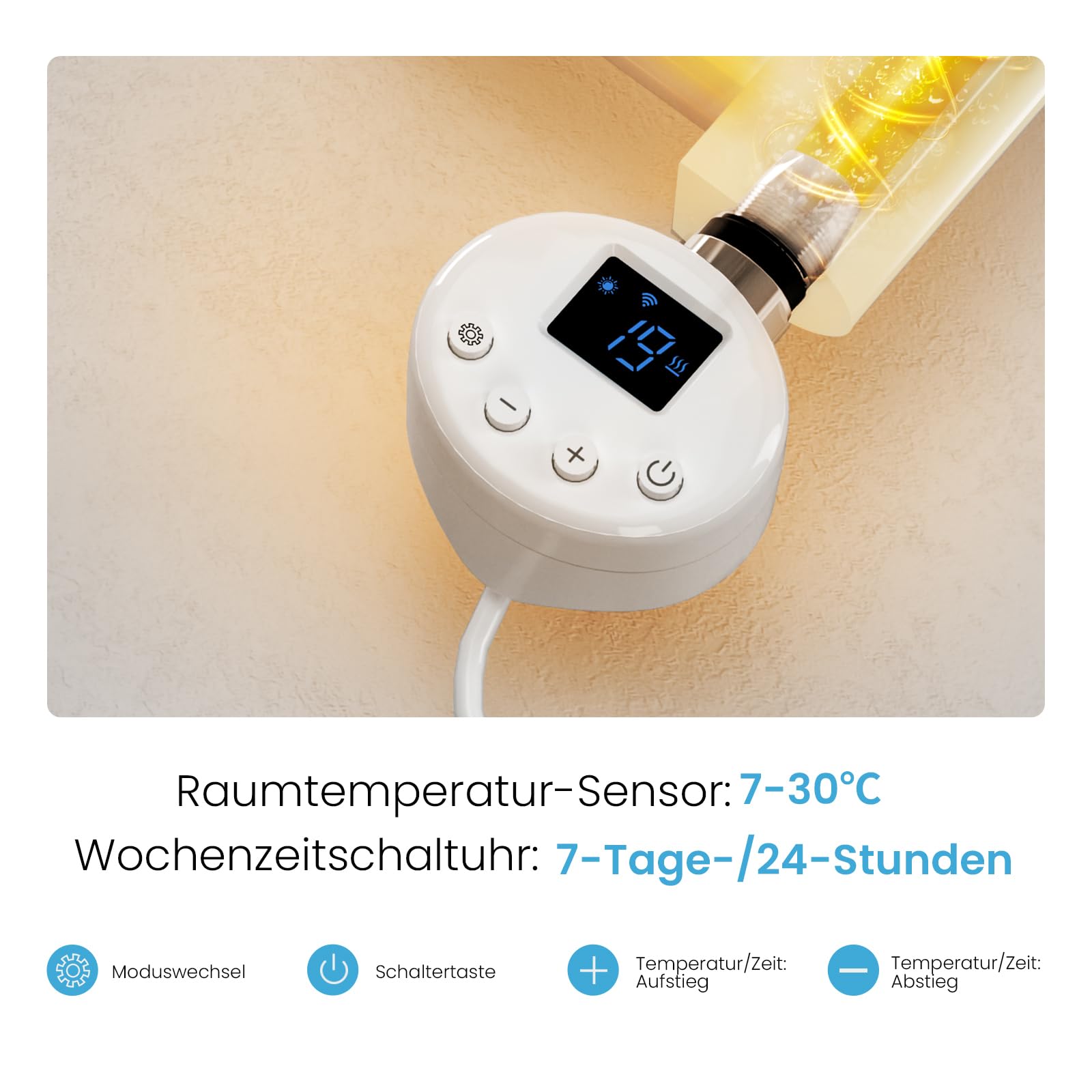 Heilmetz Smart WiFi Badheizkörper Elektrisch 70x40cm Handtuchtrockner mit Thermostat Timer-Funktion Weiß 300W
