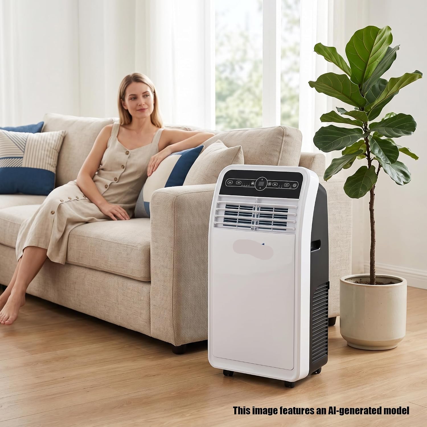 12000 BTU Tragbare Klimaanlage, R290 Eco Kältemittel, 4-reihiger Gold-Aluminium-Kondensator, Fernbedienung, 300 m³/h Luftstrom, 120° Weitwinkel, Universalräder
