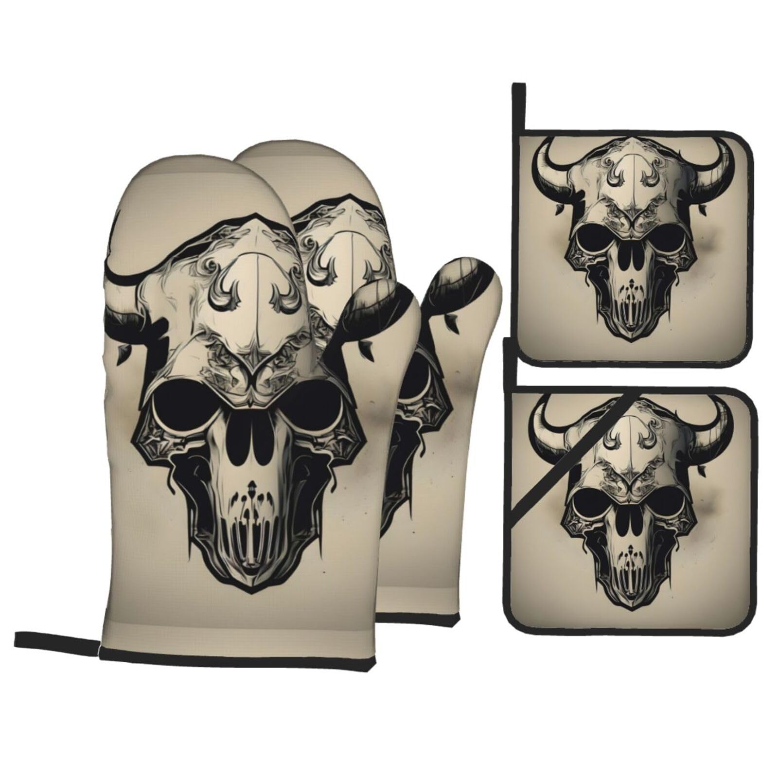 Runner Bull Skull ensemble cuisson isolé 4 pièces pour four micro-ondes et barbecue