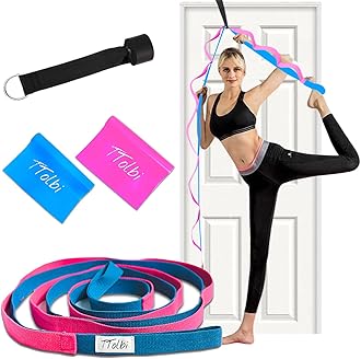 Stretching Strap with Door Anchor & Resistance Band – Improve Leg Stretch Flexibility for Splits, Ballet, Dance, Cheer, Yoga & Gymnastics - Home Leg Stretcher Trainer Equipment Stuff for All Levels