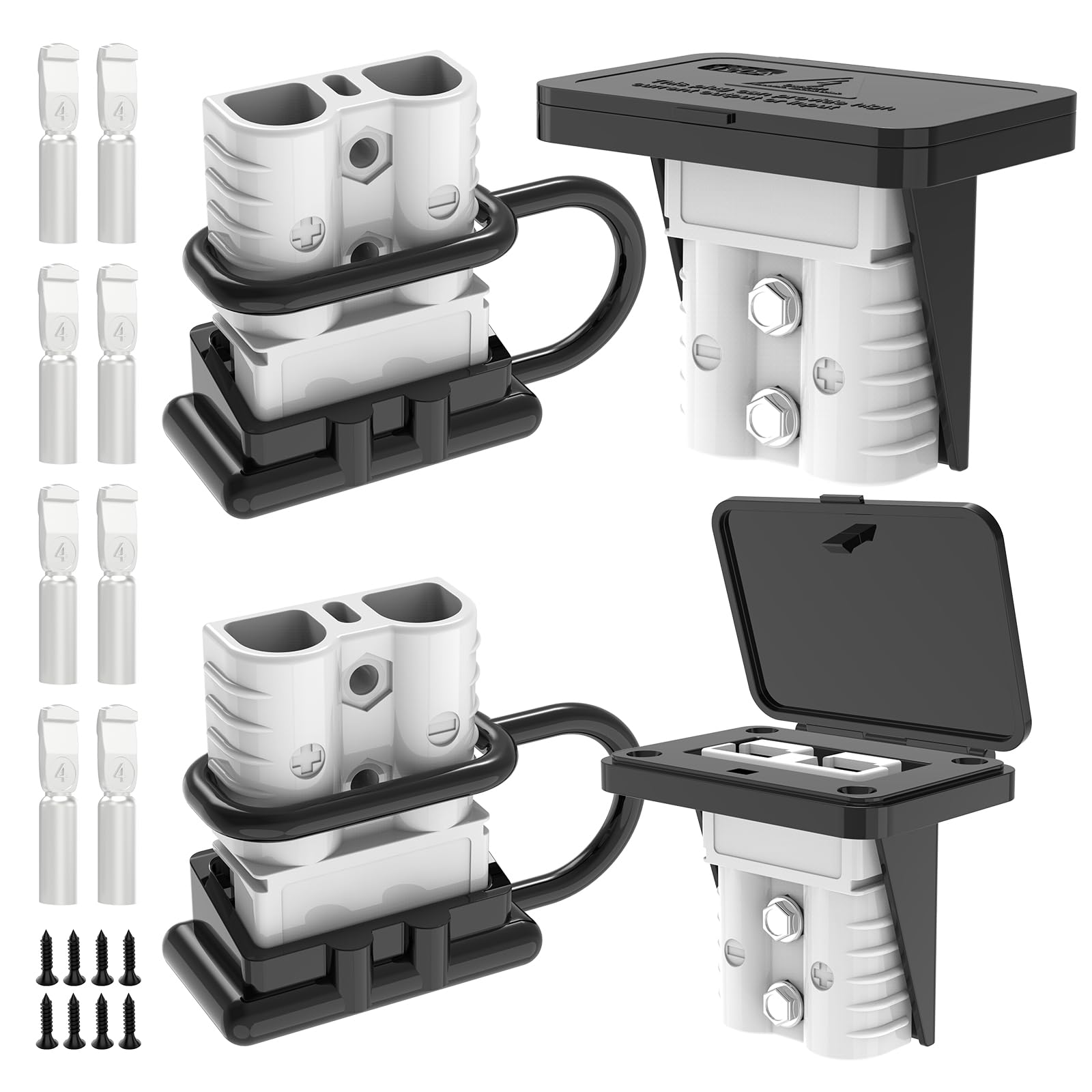 Anderson Connector,120AMP 2-6 Gauge Battery Quick Connect 12V-36V Anderson Plug Battery Cable Quick Connect Disconnect Plug Winch Wiring Kit for Cable RV Truck Winch (4 Pack)-Gray