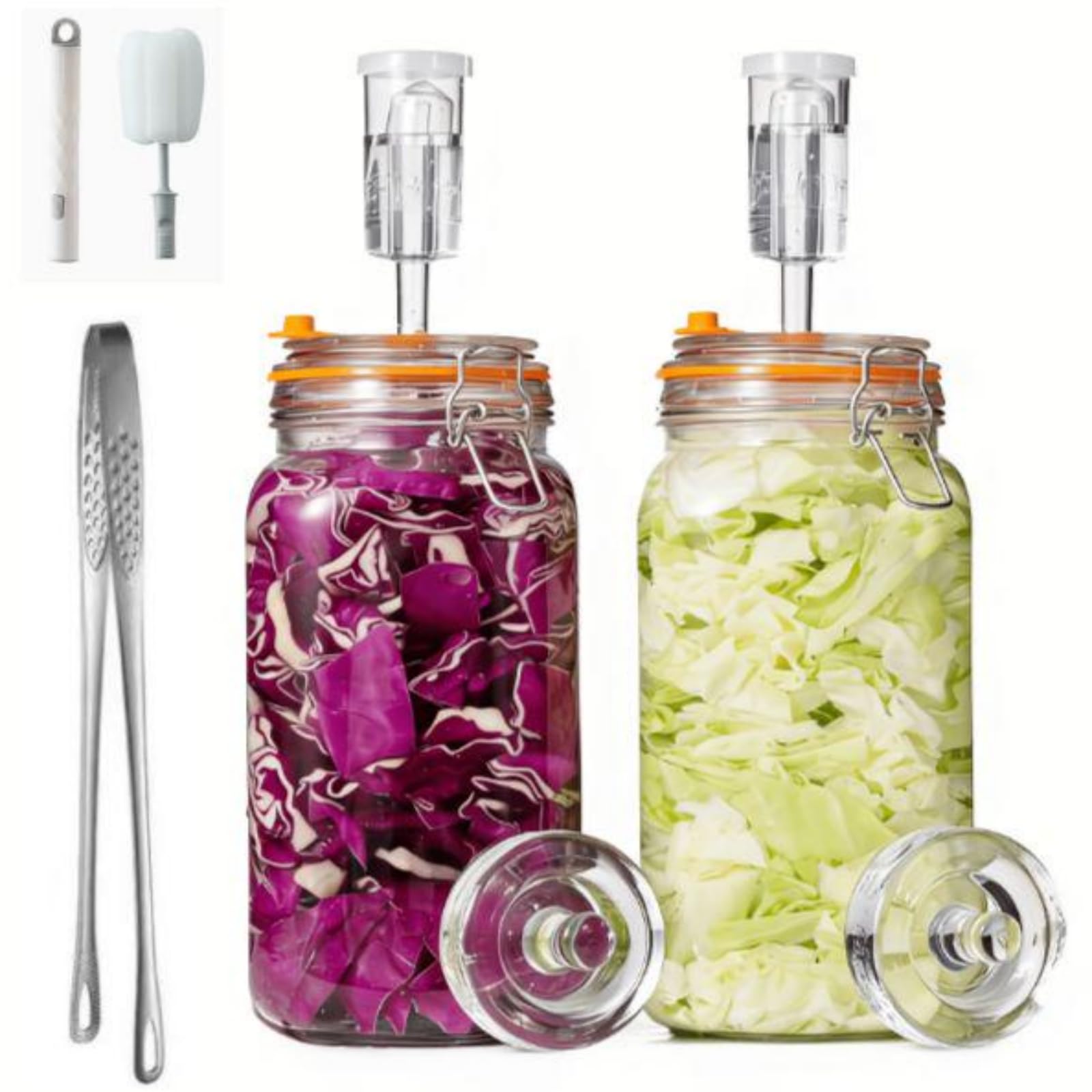 Jars de fermentation 2×2L avec Airlock et poids en verre pour Kimchi