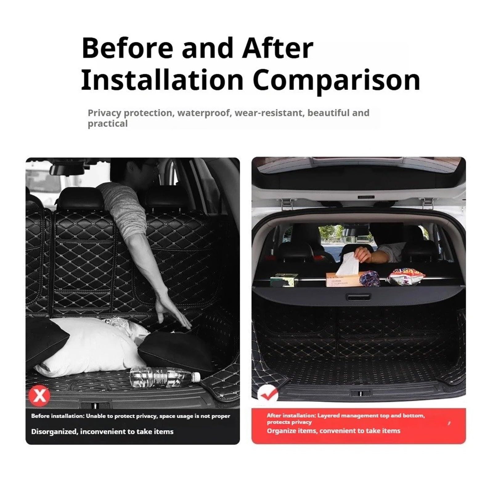 Cubierta Carga Retráctil Panel Almacenamiento para Maletero Trasero Coche, Cortina Escalable, Organizador, para DongFeng para Nammi para Box 01 2025 2026 Privacidad Cargo(C)
