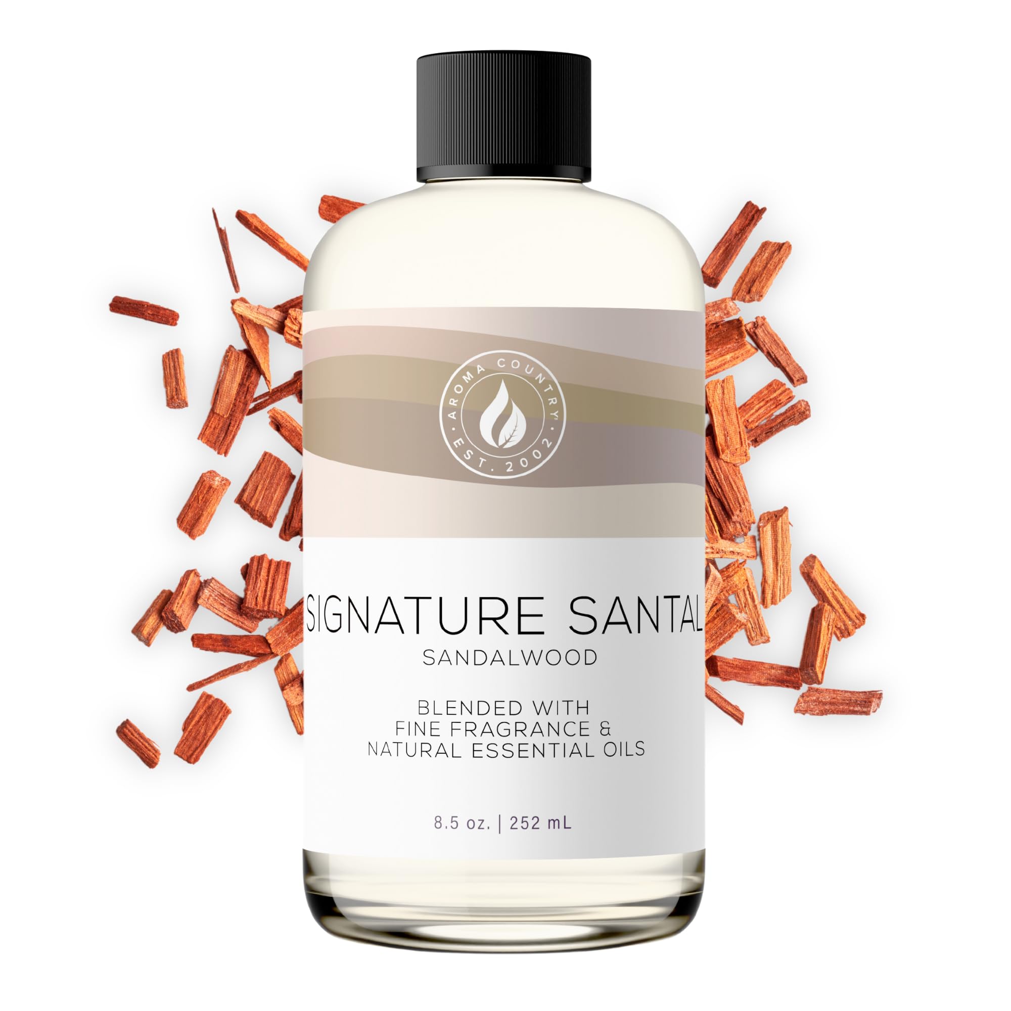 AROMA COUNTRYSignature Santal Diffuser Oil - Luxury Essential Oils for Diffuser Refill & Air Freshener Room Spray - Long-Lasting & Natural Home Fragrance, Sandalwood Scented Oil (8.5 Fl. oz)