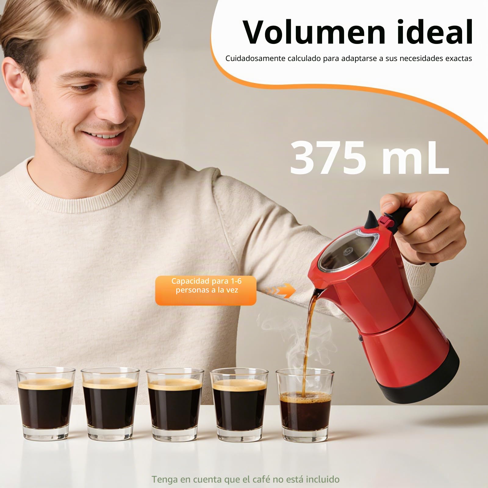480W Cafetera Italiana 6 Tazas Cafetera para Induccion Cafetera con Base Pequeña Cafeteras Expreso Ofertas Aplicar Casa, Conferencia, Cafetería, DIY Varios Tipos Café Exquisito