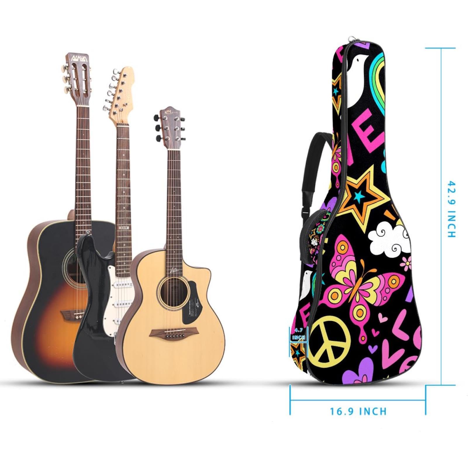 Sac de transport pour guitare acoustique, signe du zodiaque magique, bandoulière réglable, 101,6 cm, 104,1 cm, 106,7 cm, Couleur 8, 42.9x16.9x4.7 in