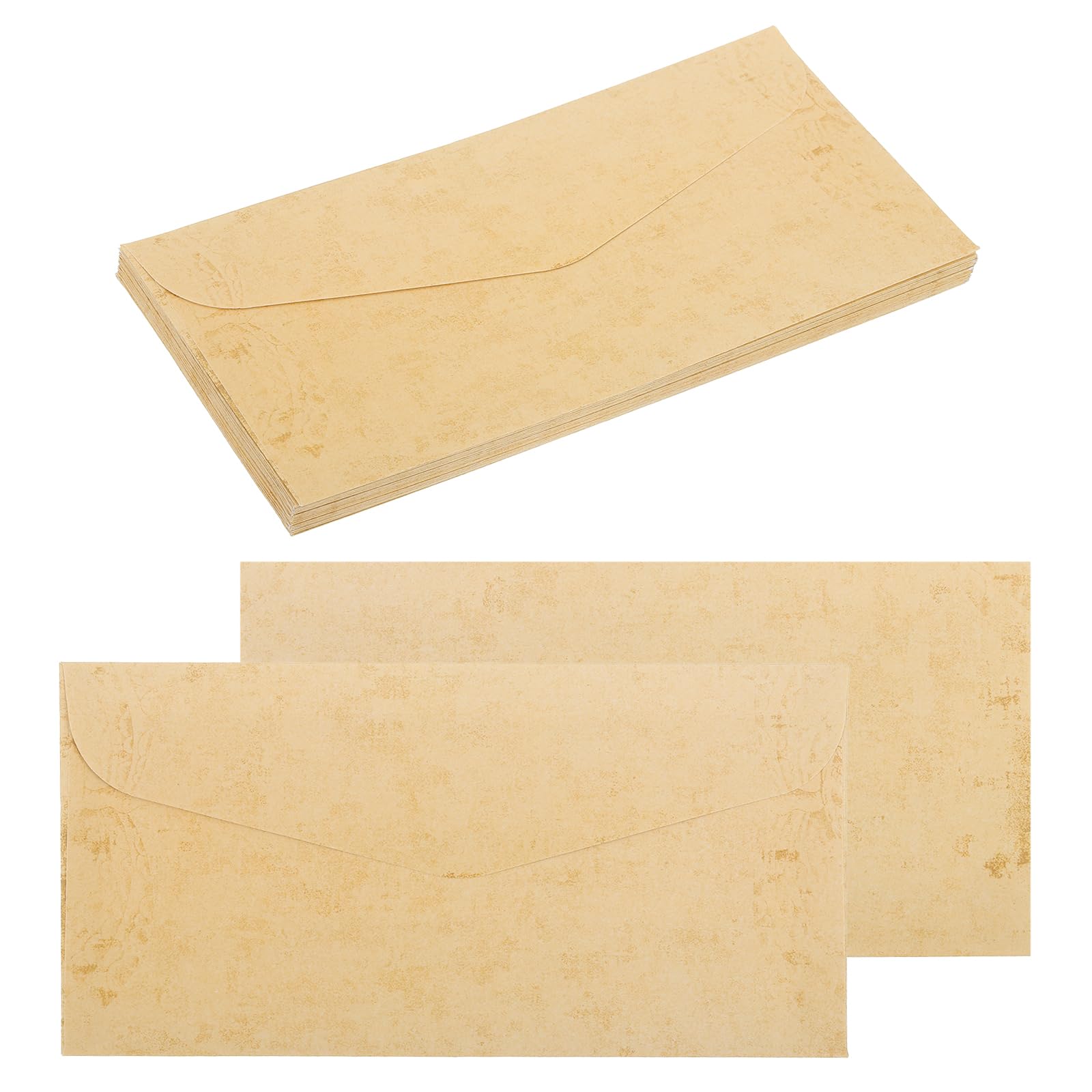 sourcing map 24 Packs Envelopes Vintage Stationery Aged Paper Warm Orange Yellow Stationery Old Fashion Paper for Letter Writing, Invitations, Wedding-9 x 4 Inch