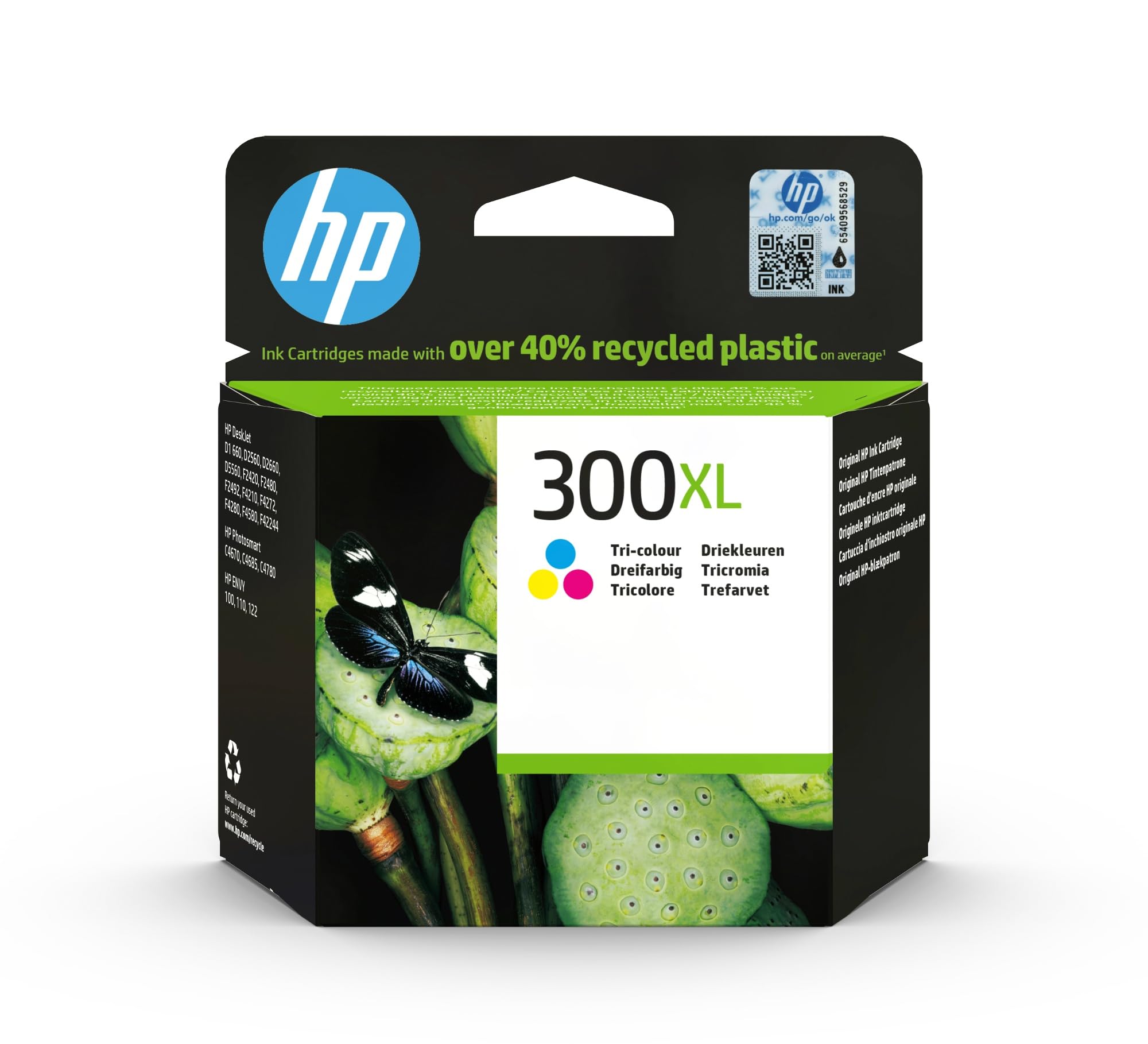 HP 300XL CC644EE, Tricolor, Cartucho de Tinta de Alto Rendimiento Original, compatible con impresoras de inyección de tinta HP DeskJet D2560, D2660, F4280, F4224, F4283; Photosmart Serie C