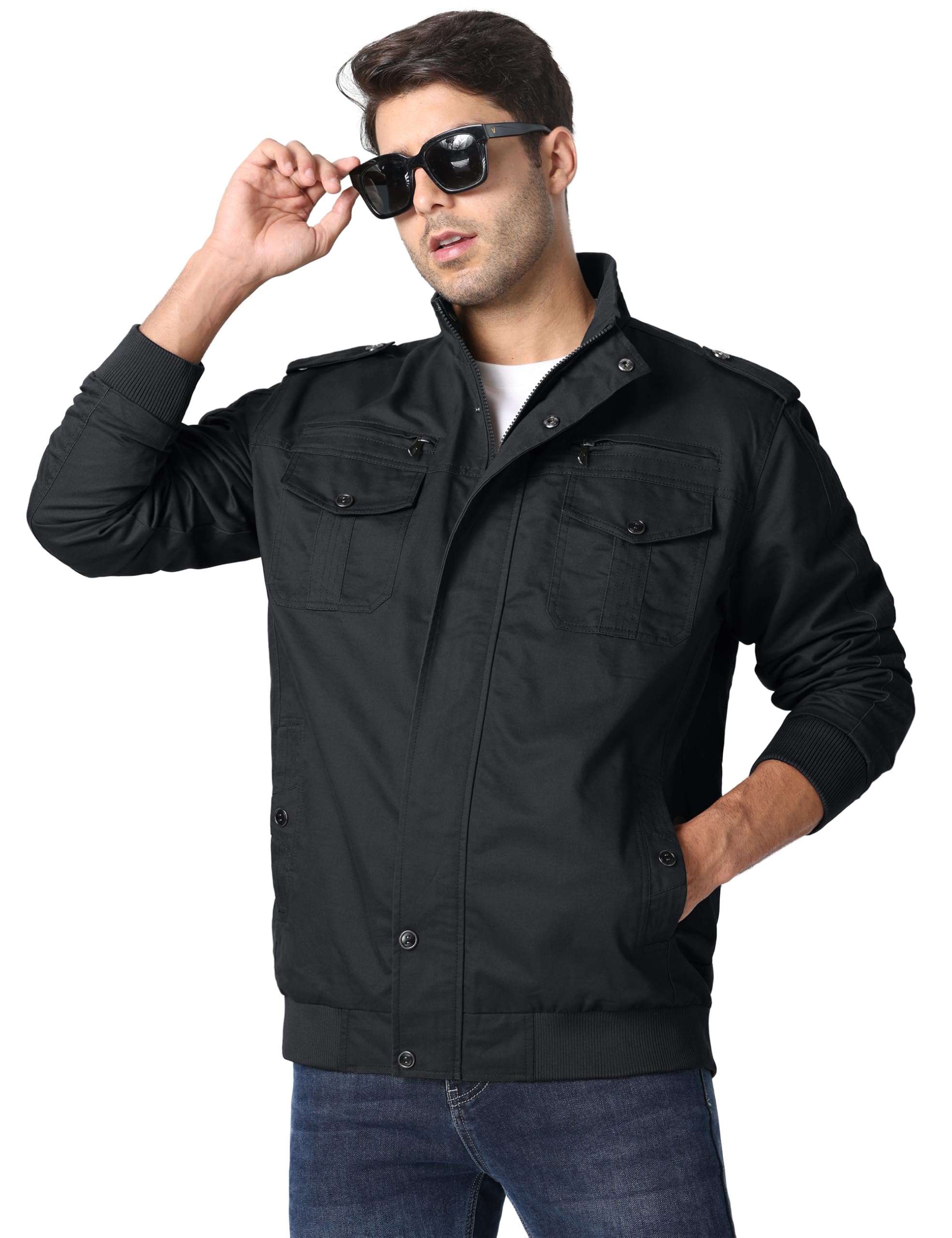 MAGCOMSEN Giacca da Uomo Antipioggia Primavera Autunno Bomber Aviatore Leggero Giubbotto