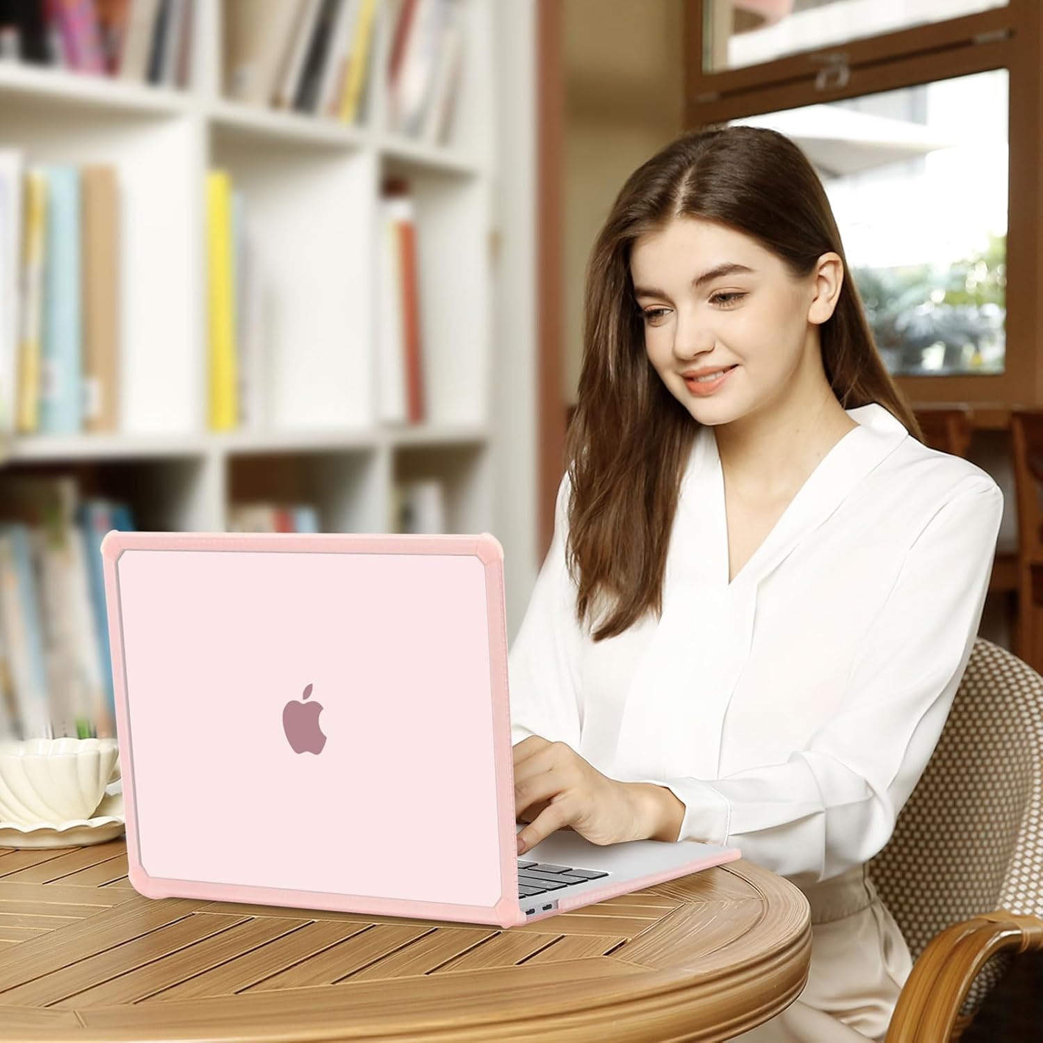 MOSISO Compatible with MacBook Air 13 inch Case 2022-2018 Release A2337 M1 A2179 A1932, Anti-Cracking Heavy Duty Plastic Hard Shell Case with TPU Bumper&Keyboard Cover&Screen Film, Pink
