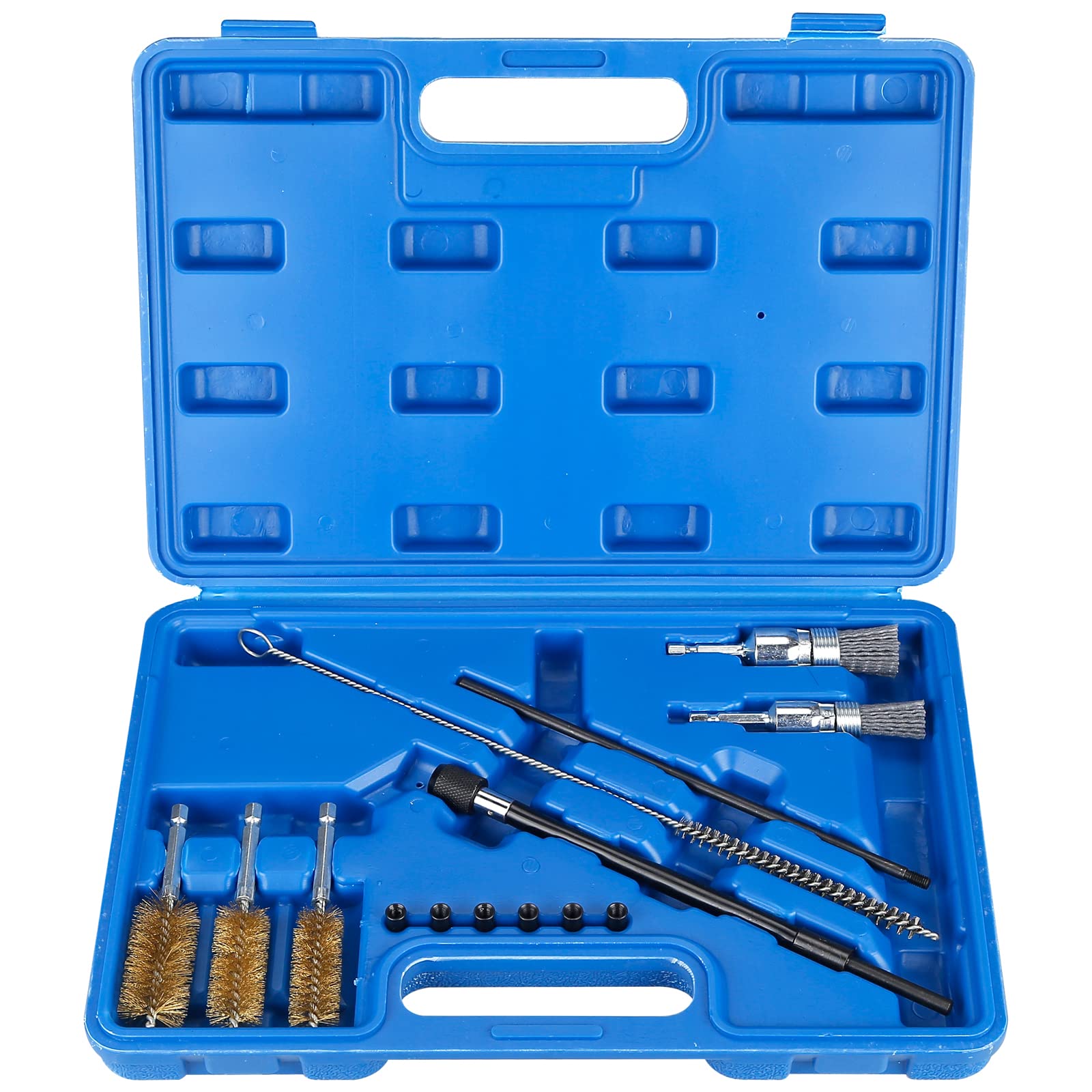 14 PCS Kit de Nettoyage de Compartiment D’injecteur, Kit de Nettoyage pour Injecteur,Nettoyeur de Siège et D'arbre D'injecteur,Outil de Nettoyage des Injecteurs avec Fil D'acier et Brosses en Nylon