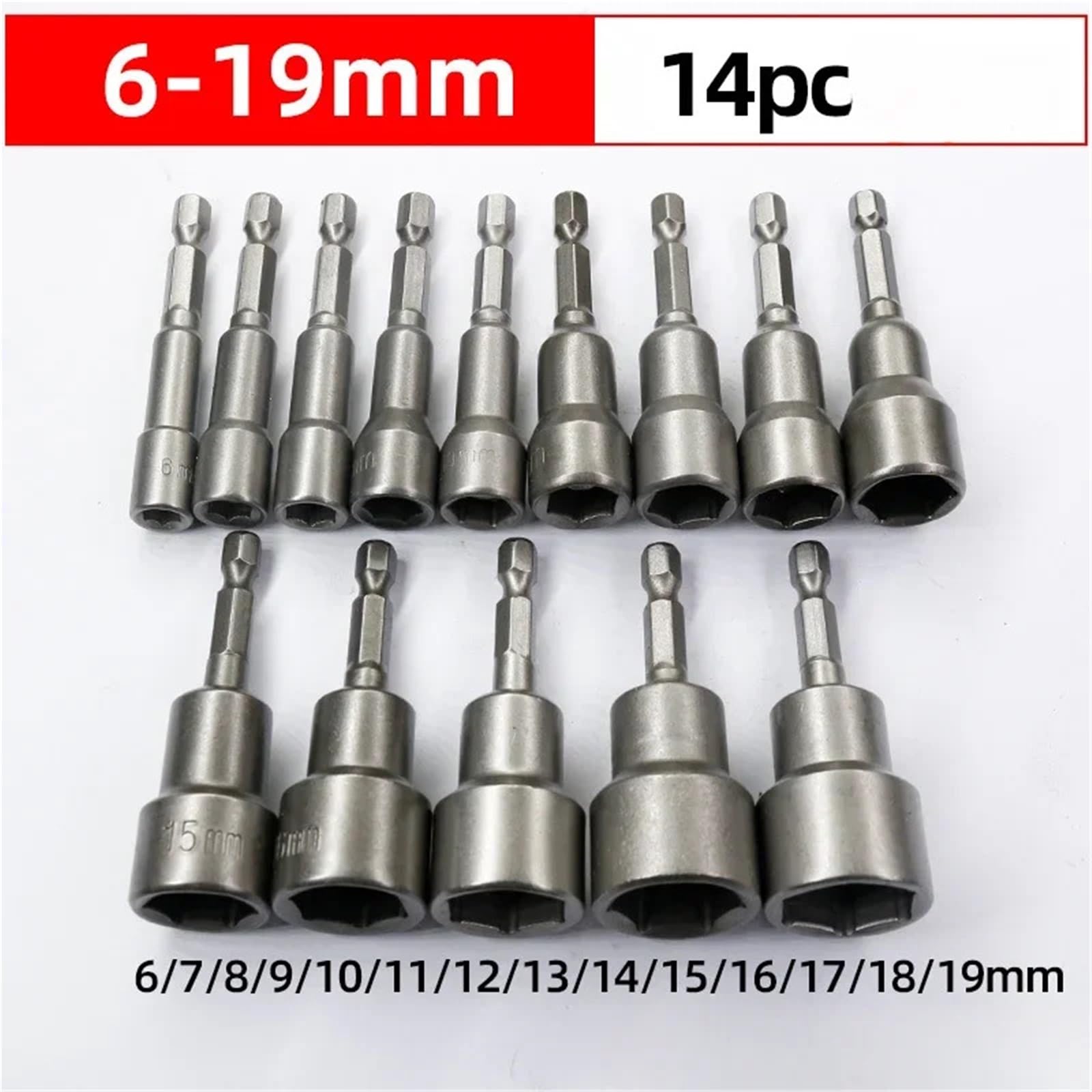 6mm-19mm nasadka udarowa wkrętak magnetyczny 1/4 klucz sześciokątny zestaw wiertarek adapter do wiertarek udarowych zestaw gniazd