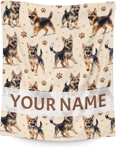 Manta personalizada de pastor alemán para bebé, 40 x 50 pulgadas, manta suave, mullida y acogedora, bonita manta naranja para sofá, sala de estar y
