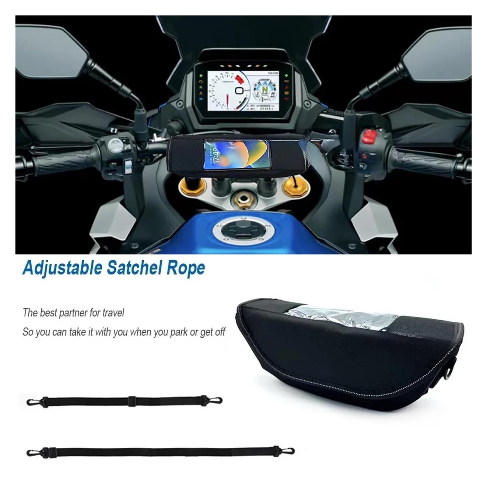 MARCAI Borsa Manubrio Moto Borsello Manubrio per Adventure 1190 per ADV per Super Moto Borsa da Manubrio Impermeabile