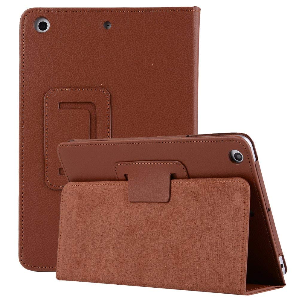 Generic Slim Folding Folio Stand Case for iPad Pro 12.9-inch 2017/2015 (Old Model, 2nd & 1st Generation), Lightweight Magnetic Closure PU Leather Flip Shockproof Auto Wake/Sleep Smart Cover Brown