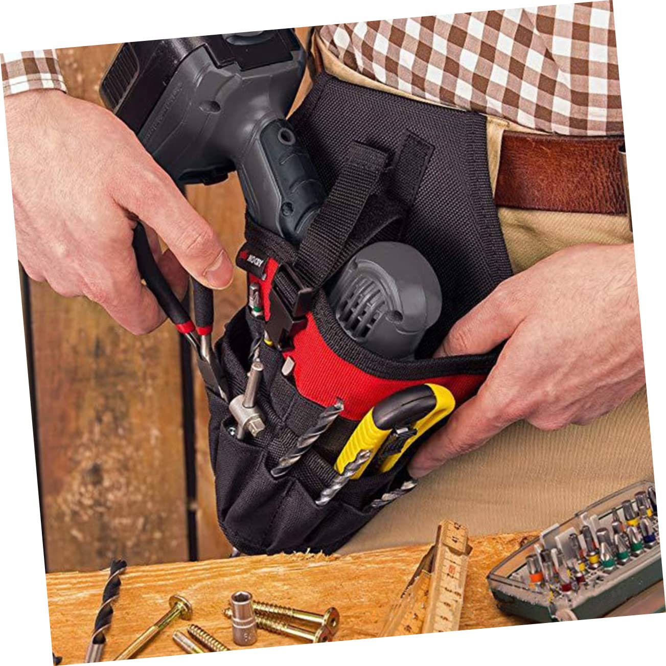 3 Pièces Boîte à Outils Jardinage Outils Professionnel Pochette De Travail à La Taille Trousse à Outils pour La Maison Outil Multi-Fonction à Main Rouge Stockage Tissu Oxford