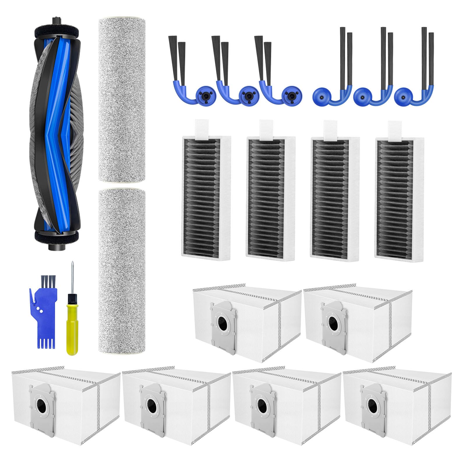 21PCS Accessories Kit for Ecovacs Deebot X9 Pro Omni, X9 Pro Robot Vacuum Cleaner Replacement Parts,with Main Brush, Side Brushes, Hepa Filters, Mop Pads, Vacuum dust Bags (X9 Pro/Omni)