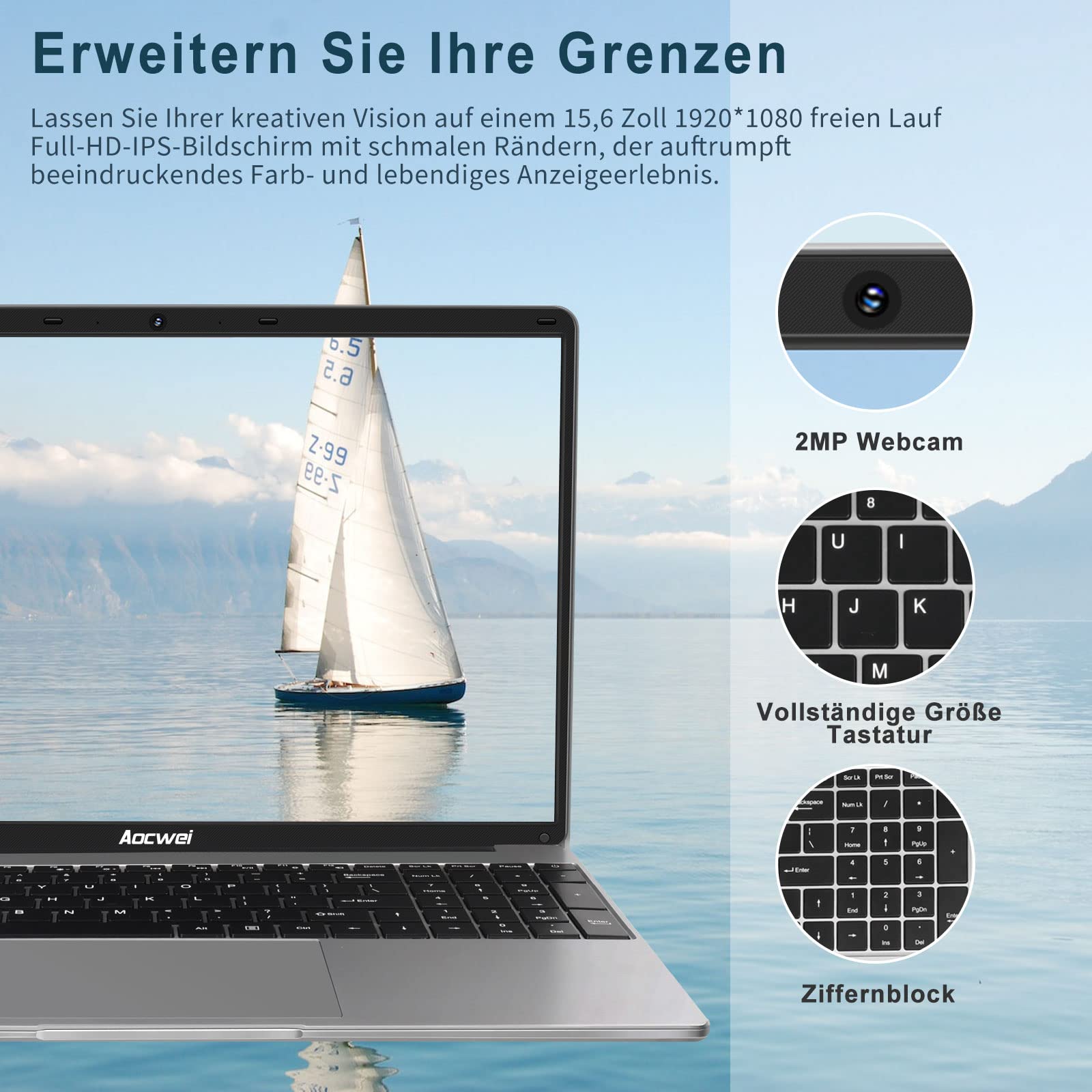 NOTODD Ordinateur Portable 14 Pouces 6 Go RAM 128 Go SSD 1TB Win11 Celeron J4105 WiFi BT4.2 Mini HDMI AZERTY