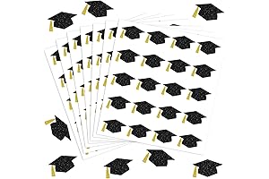 Grad Cap Letter Stickers ~ 500 PCS Classy Glitter Graduation Cap Decals