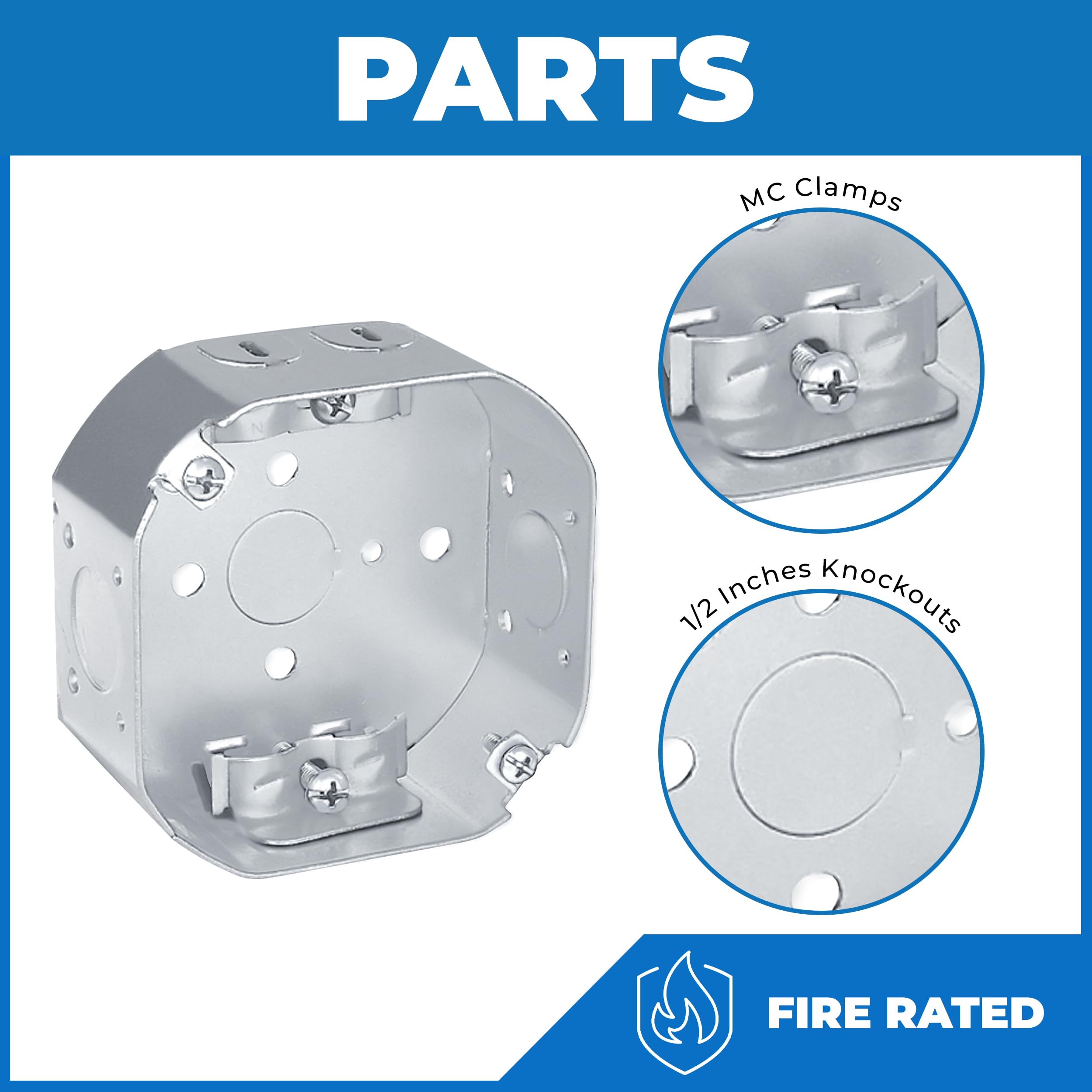 OHLECTRIC 4” Welded Octagon Steel Electrical Box (4 Pack)| 1-1/2