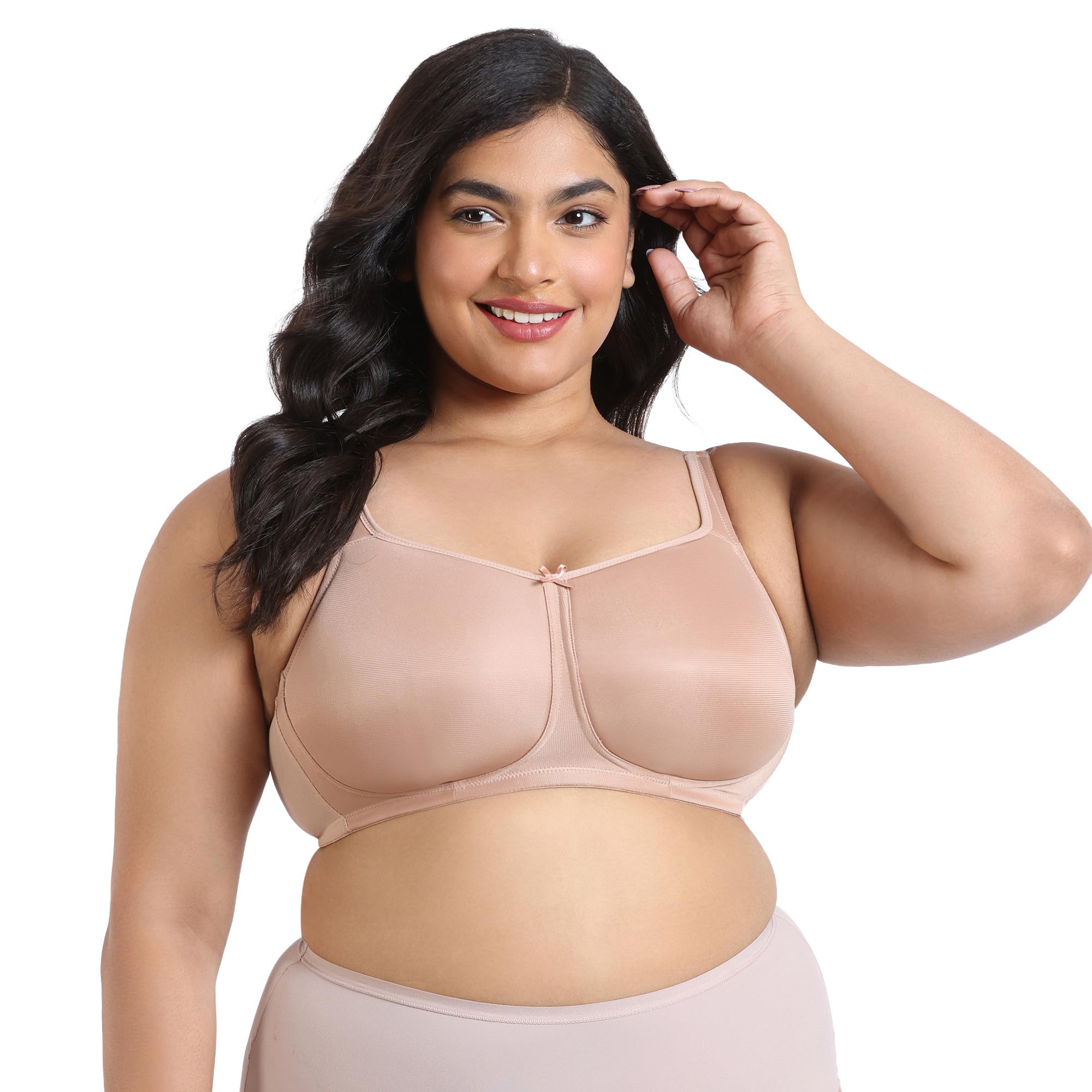 True Curv Padded Non Wired Full Coverage Minimiser Polyamide Polyester Elastane Bra - Skin-image-6