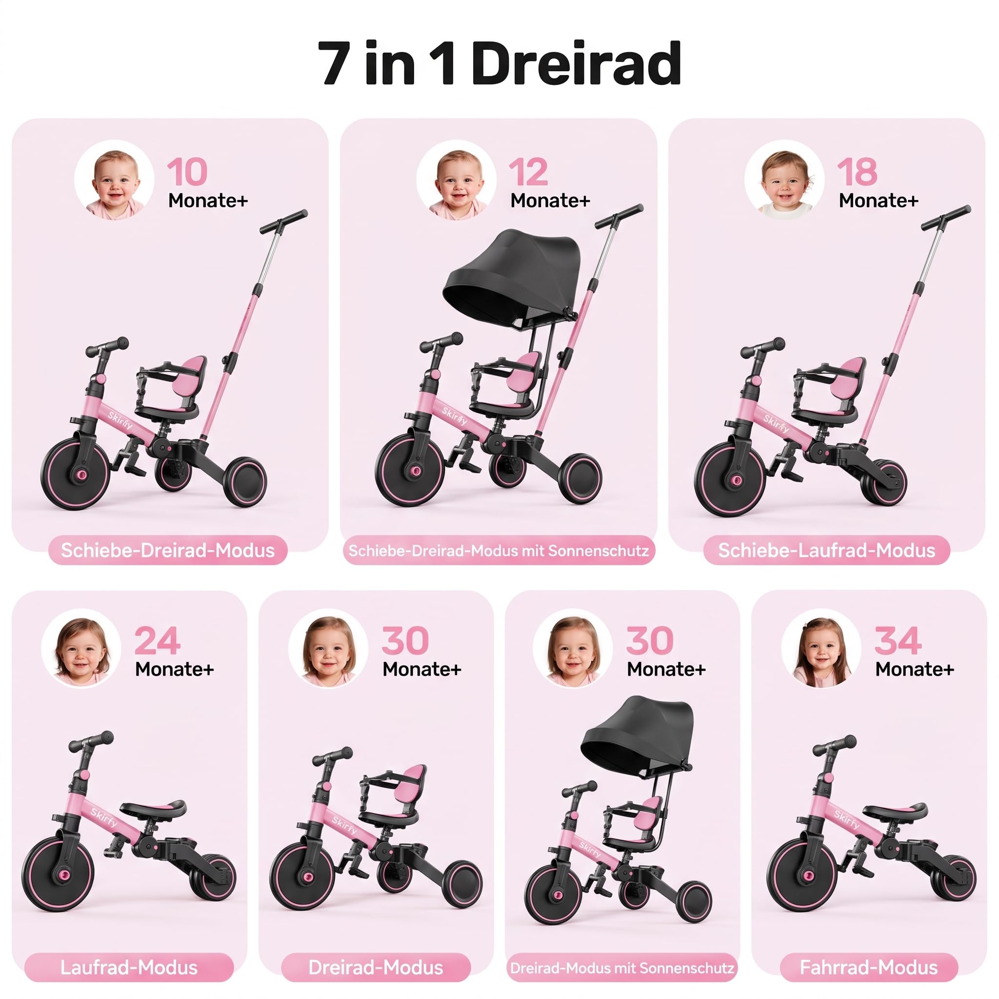 Tricycle from 1 Year with Push Bar
