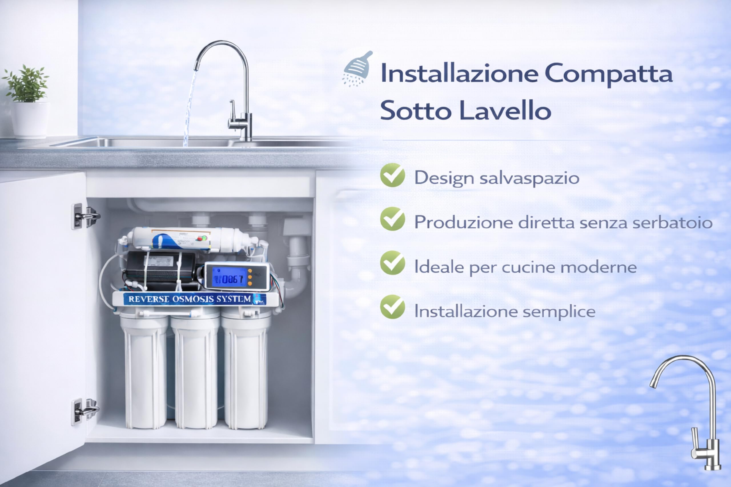 Depuratore Acqua Osmosi Inversa 6 Stadi filtri | Purificatore domestico acqua potabile dal rubinetto di casa