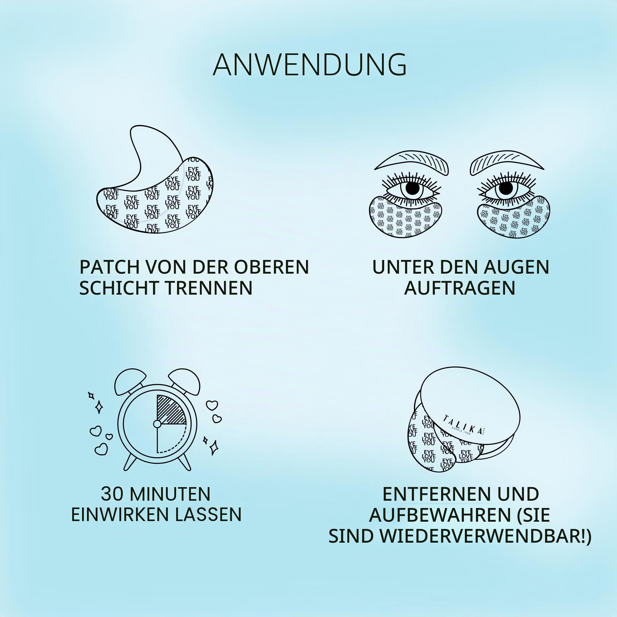 Talika Eye Therapy Patch Eye Pads - Augenpads gegen Augenringe und Tränensäcke - Wiederverwendbare Augen Patches - Für erfrischte Augen - Packung mit 6 Augen Pads