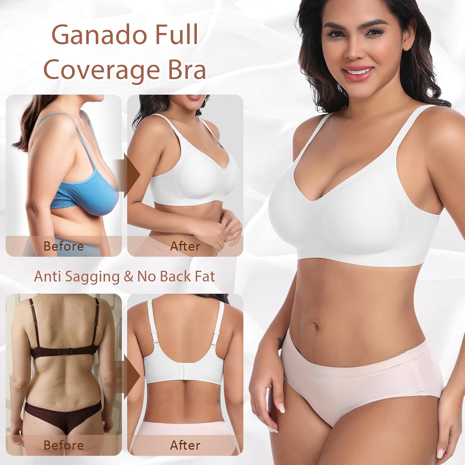 Ganado Seamless Wireless Bras for Women No Underwire Bras Supportive Bralette Padded Comfort T Shirt Bra - Image 4