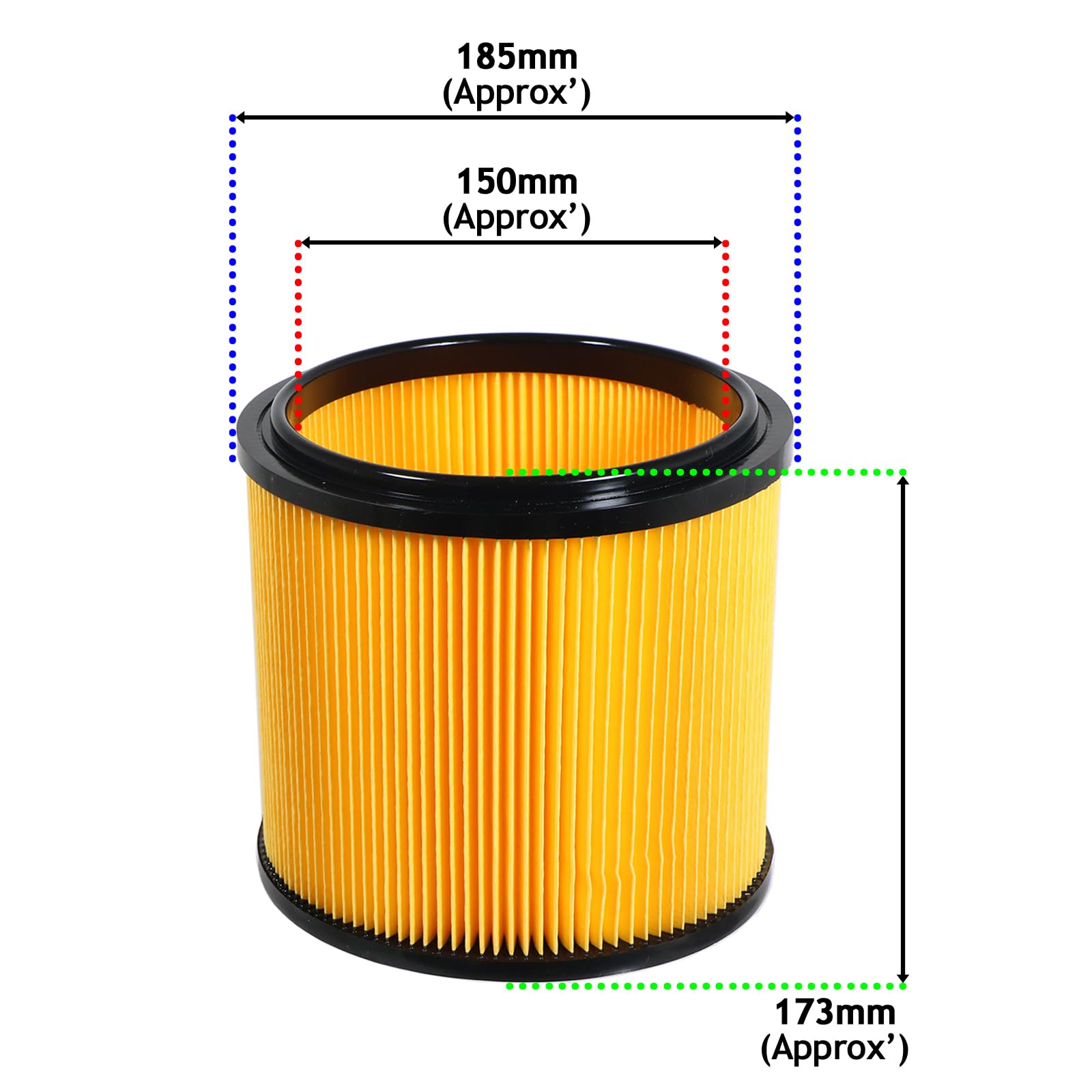 SPARES2GO Filtro a Cartuccia Wet & Dry compatibile con Lidl Parkside Aspirapolvere PNTS 1250 1300 1400 1500