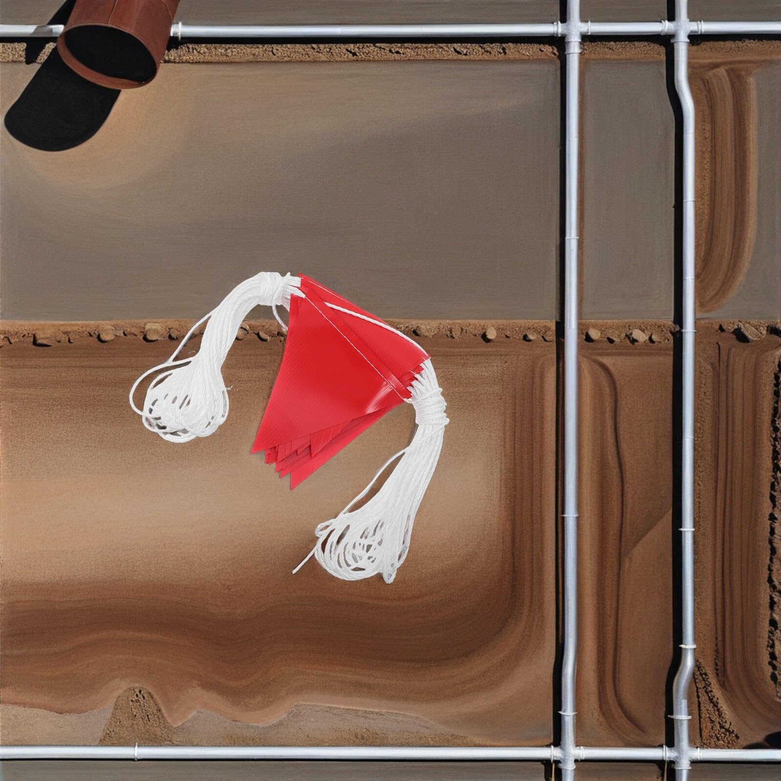 GALPADA Reflektierende Markierungsfahnen 30m Lang Dreieckige Warnwimpel 19 X 16,5cm aus Robustem Kunststoff Rote Sicherheitsfahnen für Baustellen Außenbereich und Verkehrsabsperrung
