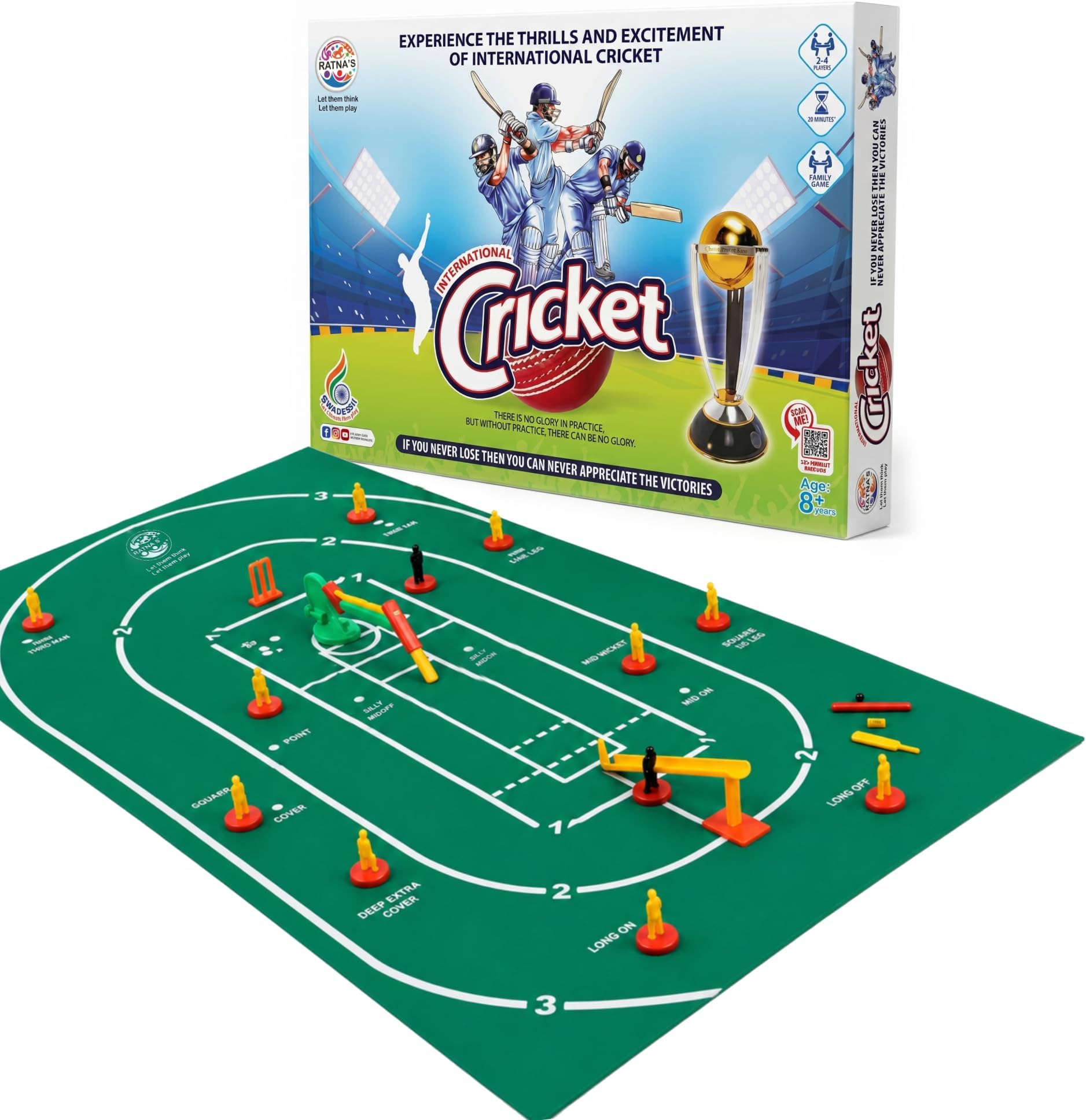 Ratna's International Cricket Floor Game Indoor Board Game for Kids Ages 7+ Years