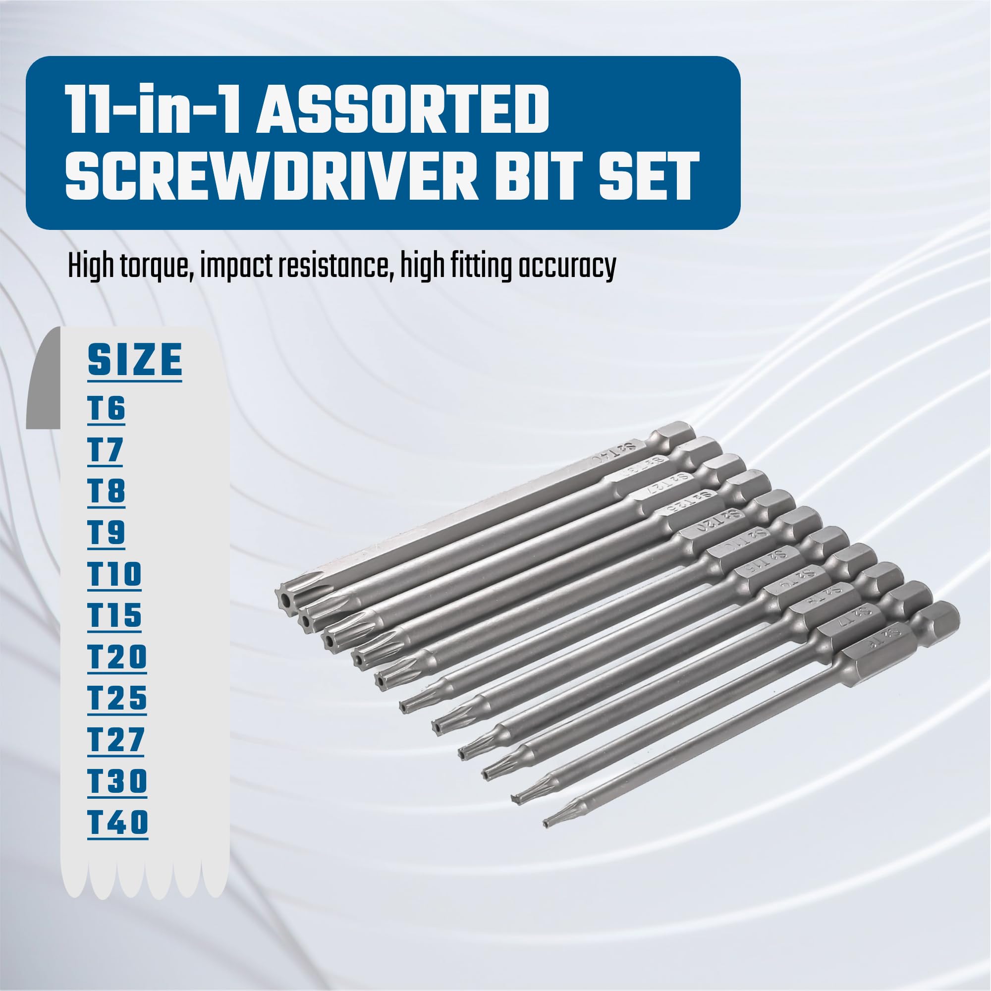 VESTTIO Security Torx Bit Set 11PCS 1/4 Inch Hex Shank 4 Inch/100