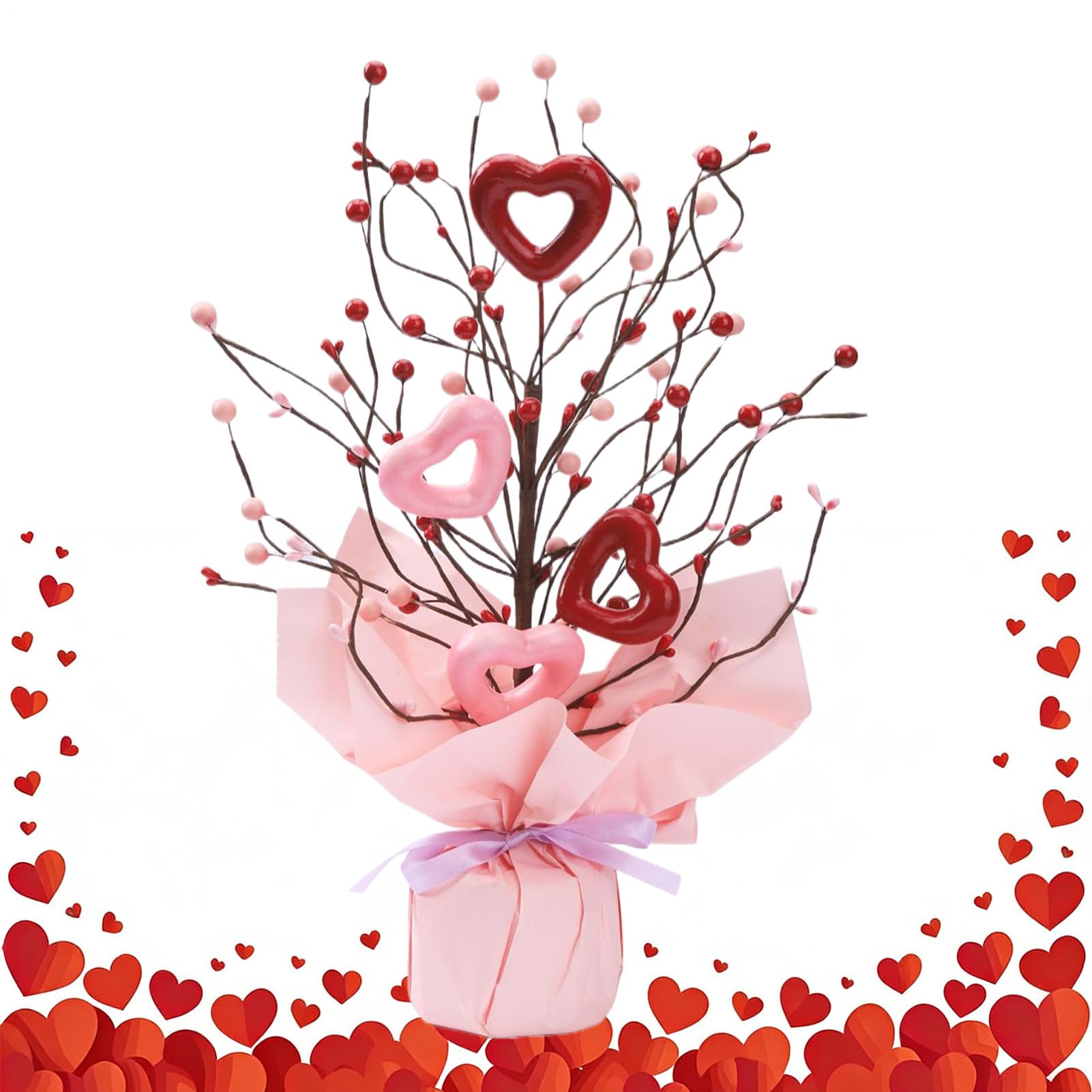 Ramo artificial para el Día de la Madre y bodas con detalles de corazón