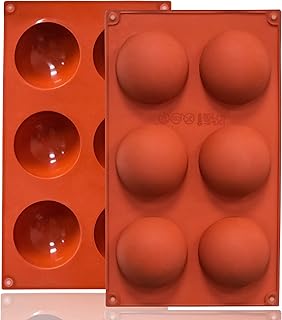 2 Pack Large 6-Cavity Semi Sphere Silicone Molds, Non-Stick Baking Mold ...