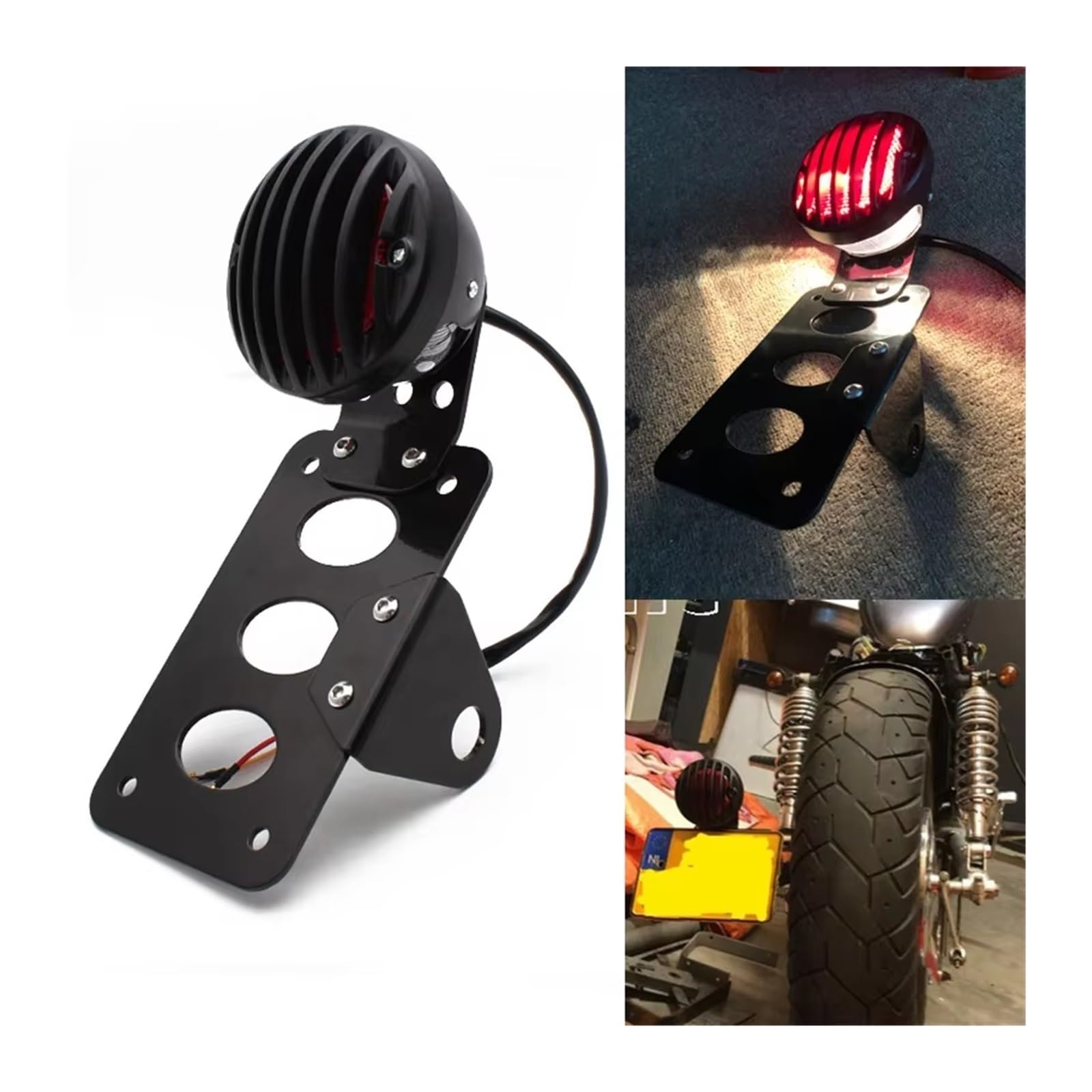 Phare Avant Moto pour Sportsters Bobbers Choppers Feu Stop Arrière Latéral avec Support Plaque D'immatriculation LED Phares Avant