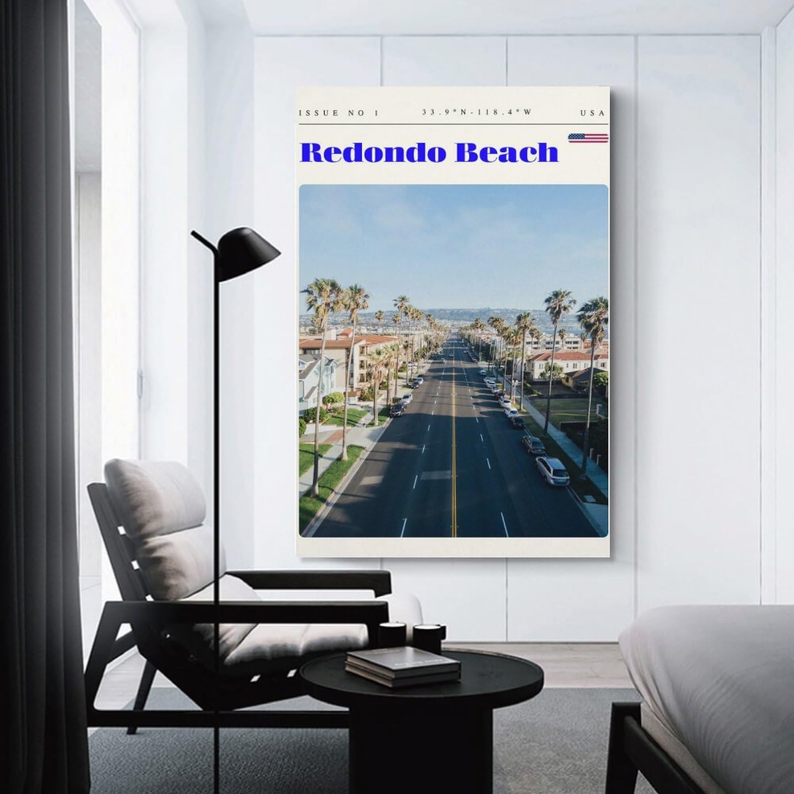 Junmoney Wall Picture Print Redondo Beach California Travel Art, 12x18inch(30x45cm), for Living Room, Lounge Or Sitting Room, Modern Wall Decor for Cosy Interiors