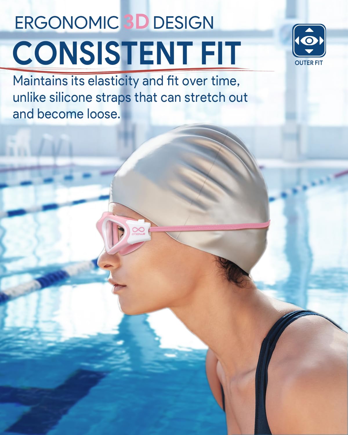 Occhialini da nuoto per adulti, uomini, donne, giovani, con cinghia elastica, senza tirare, anti appannamento, senza perdite, occhialini da piscina