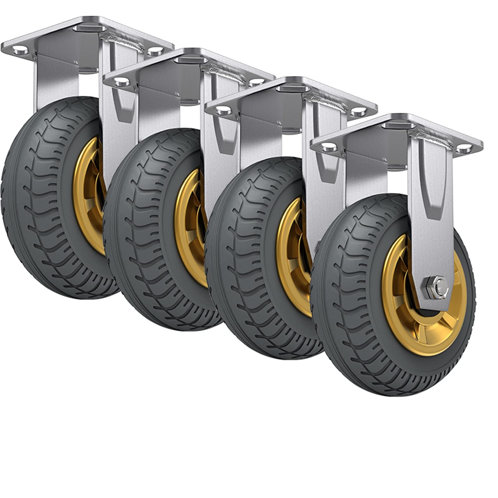 MXXQRHF Heavy Duty Rubber Caster Wheel with Brakes PunctureProof Industrial Caster Quiet & WearResistant Swivel Top Plate 100/125/150mm Diameter Perfect for Heavy Loads