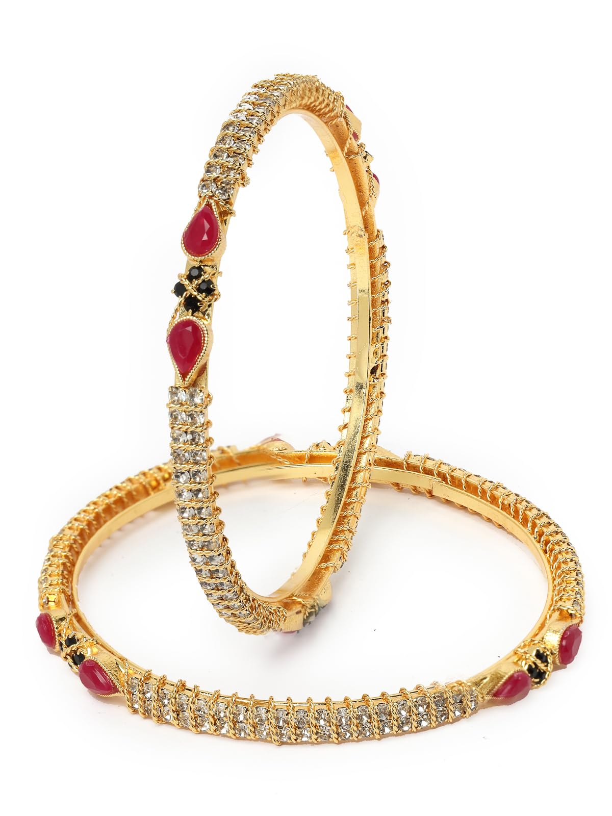 Sukkhi Sophisticated Gold Plated Red And Green Color White AD Stones Thin Bracelet Bangle Set Jewellery for Women & Girls|Set of 2|Birthday Anniversary Gift for Women|B105909 (B0CPPBXJ84) Amazon Price History, Amazon Price Tracker