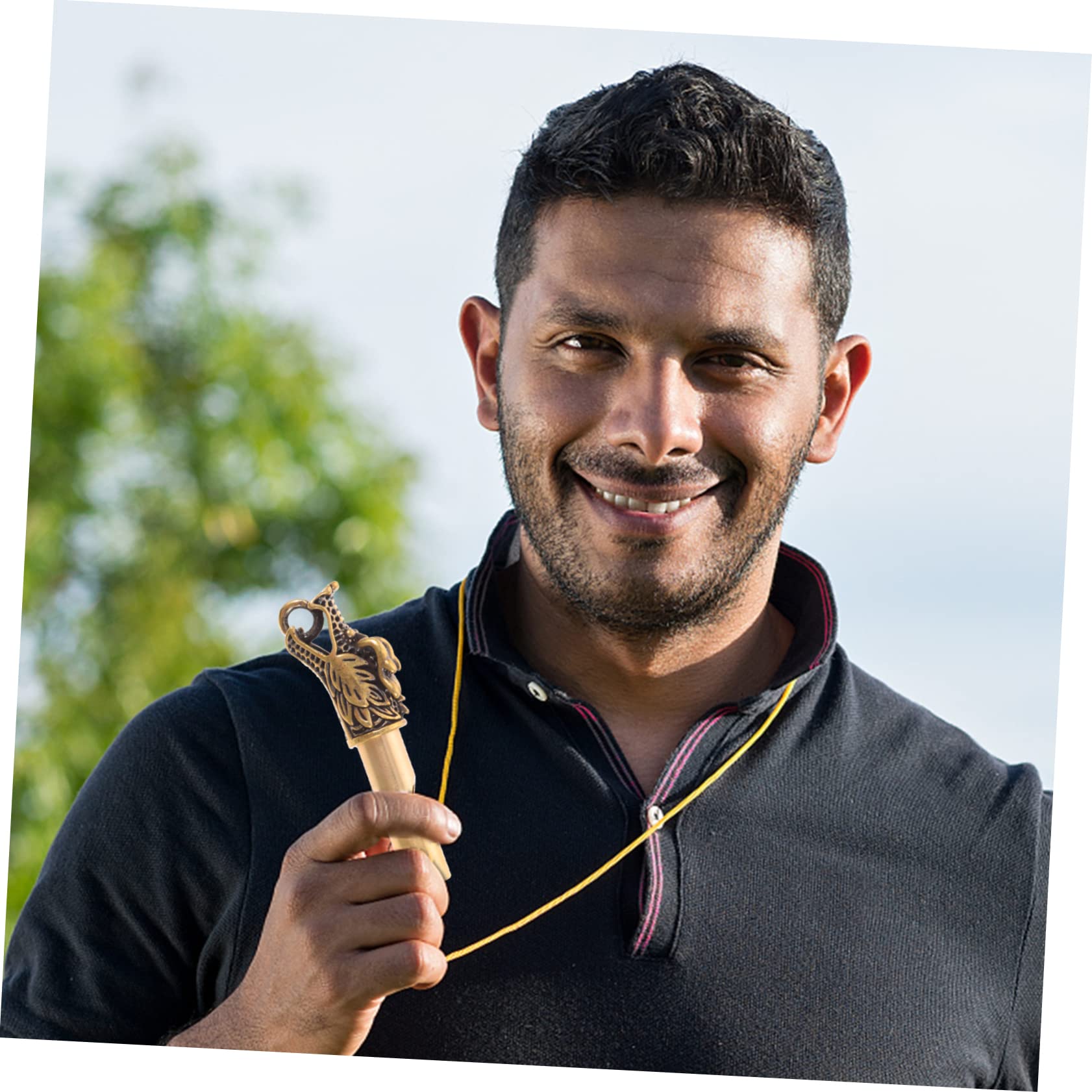 Abaodam Whistle Keychain Animal Head Portable Metal Sports Whistle Brass Camping Accessory