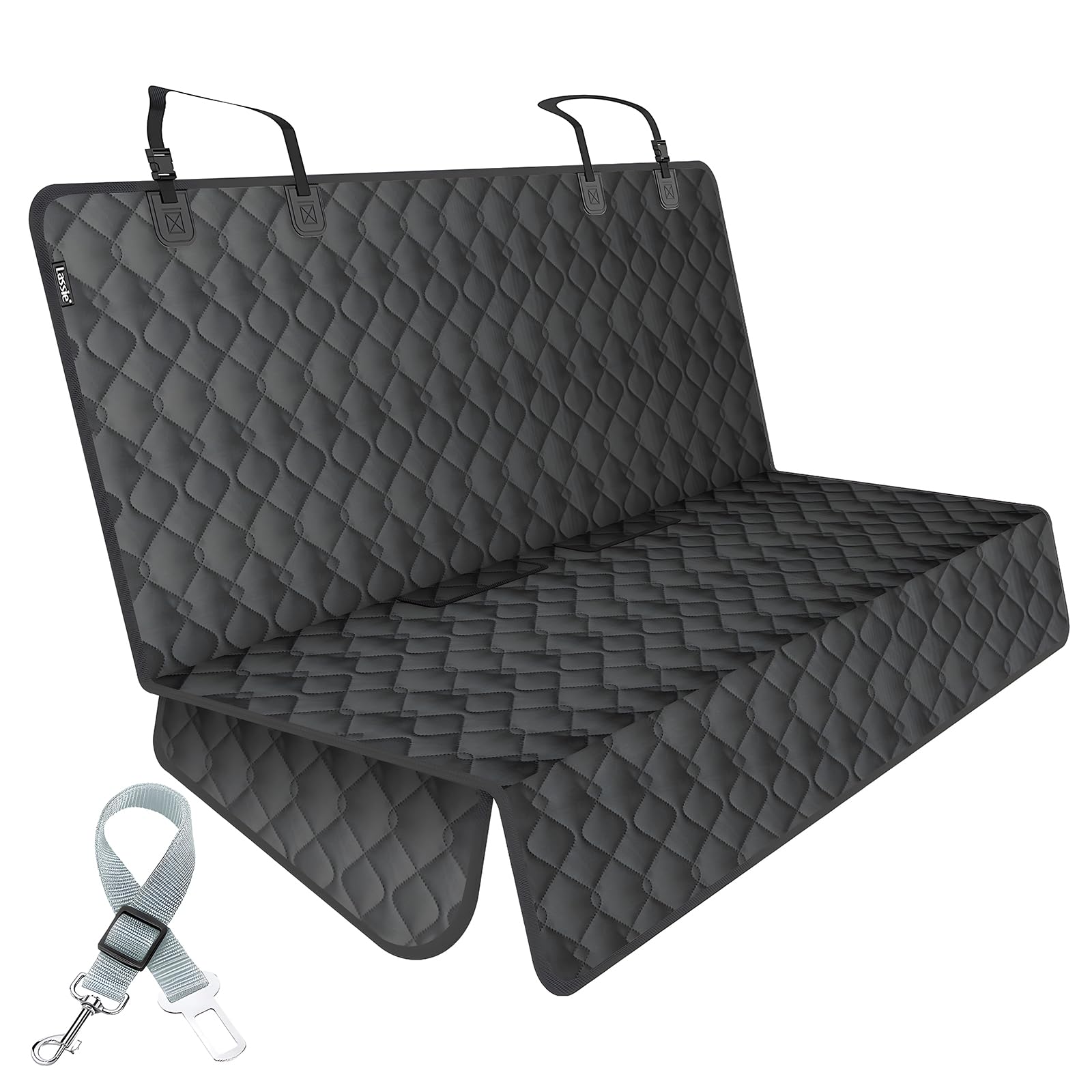 Lassie Manta para Perros, Asiento Trasero para Coche, 100% Impermeable y Antideslizante, para Coche Completo con protección Lateral para Coche SUV | Impermeable, ventana de malla, sin deslizamiento, fácil extracción y almacenamiento, tela Oxford resistent