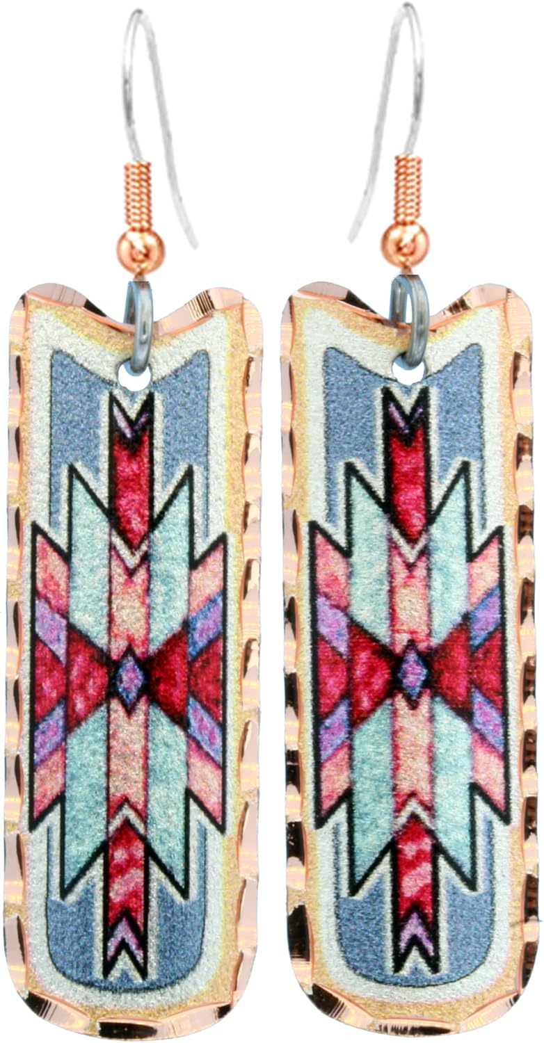 FRONT LINE JEWELRY Southwest Native-Inspired Bow and Arrow Earrings – Handmade Red Copper Dangle Earrings – Boho Tribal Jewelry Gift for Women