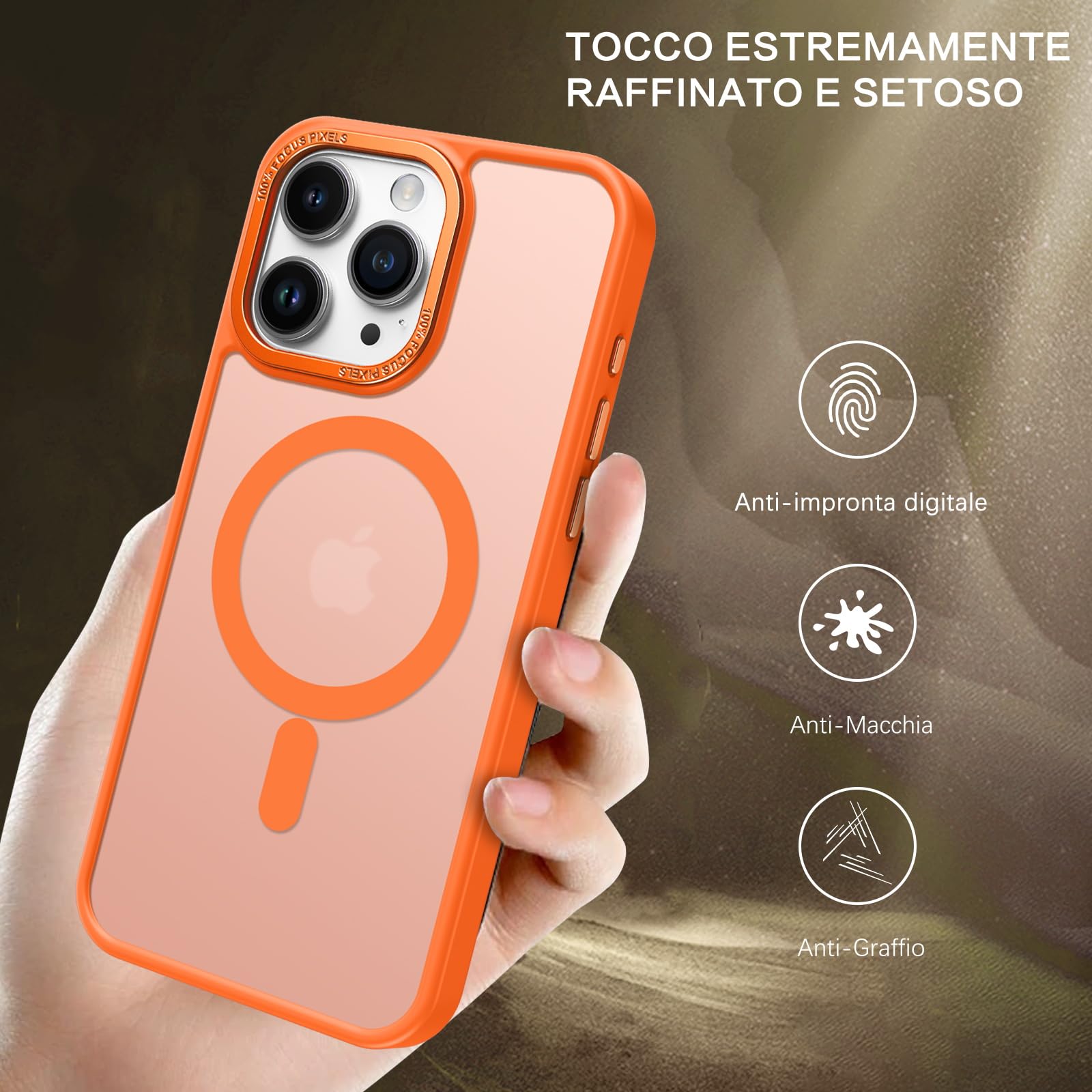 VENINGO Cover Magnetica Per IPhone 15 Pro Max (6,7") - Traslucida Opaca In TPU Con Attacco MagSafe - Verde Chiaro - 3