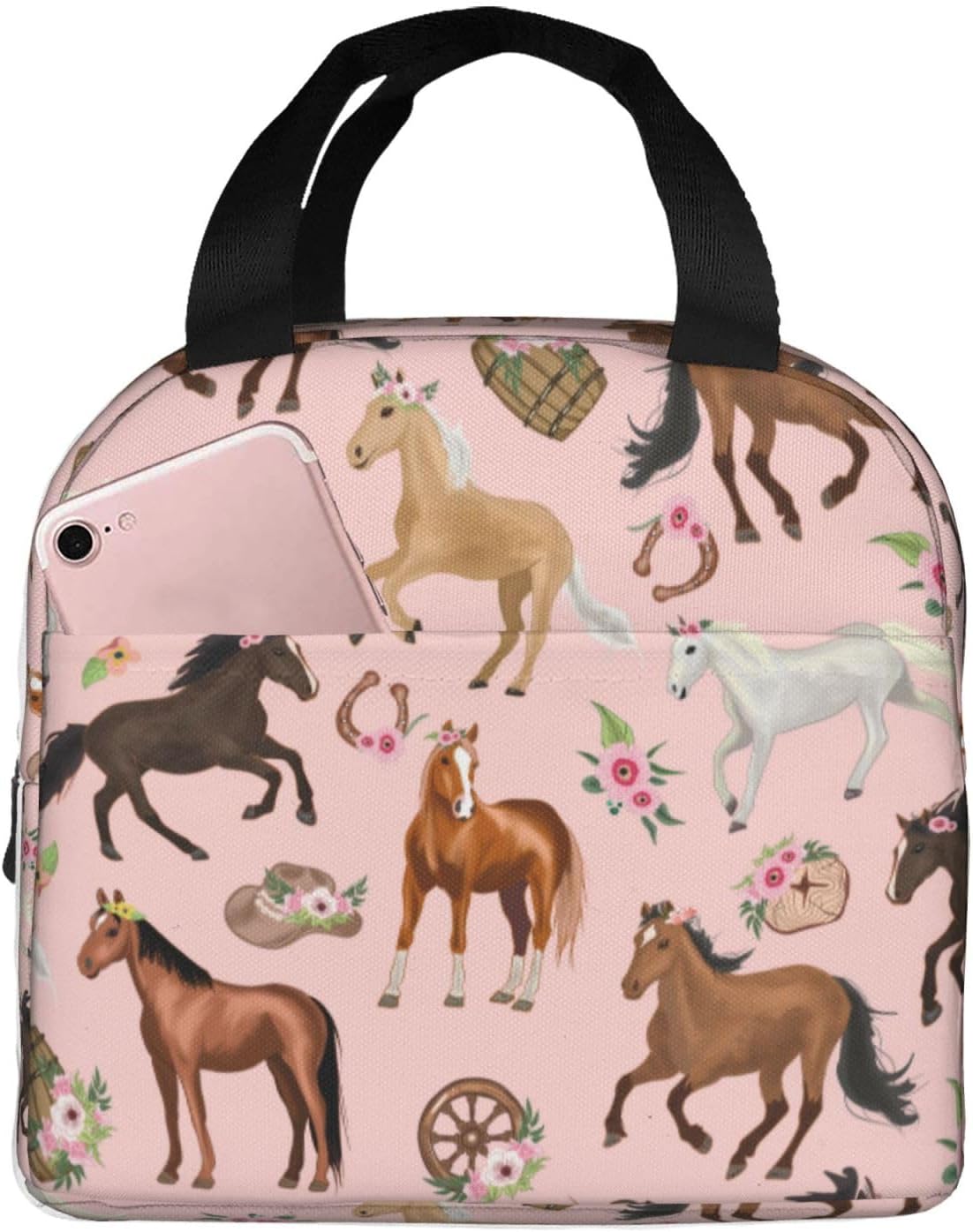 Horse Lunch Bag Reusable Zipper Closure Leakproof Insulated Lunch Box Cooler Tote Bag Food Container Snack Bag - Image 2